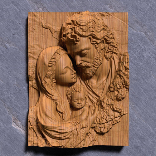 Holy Family STL 3D Model: Christian Nativity Scene (Digital Download