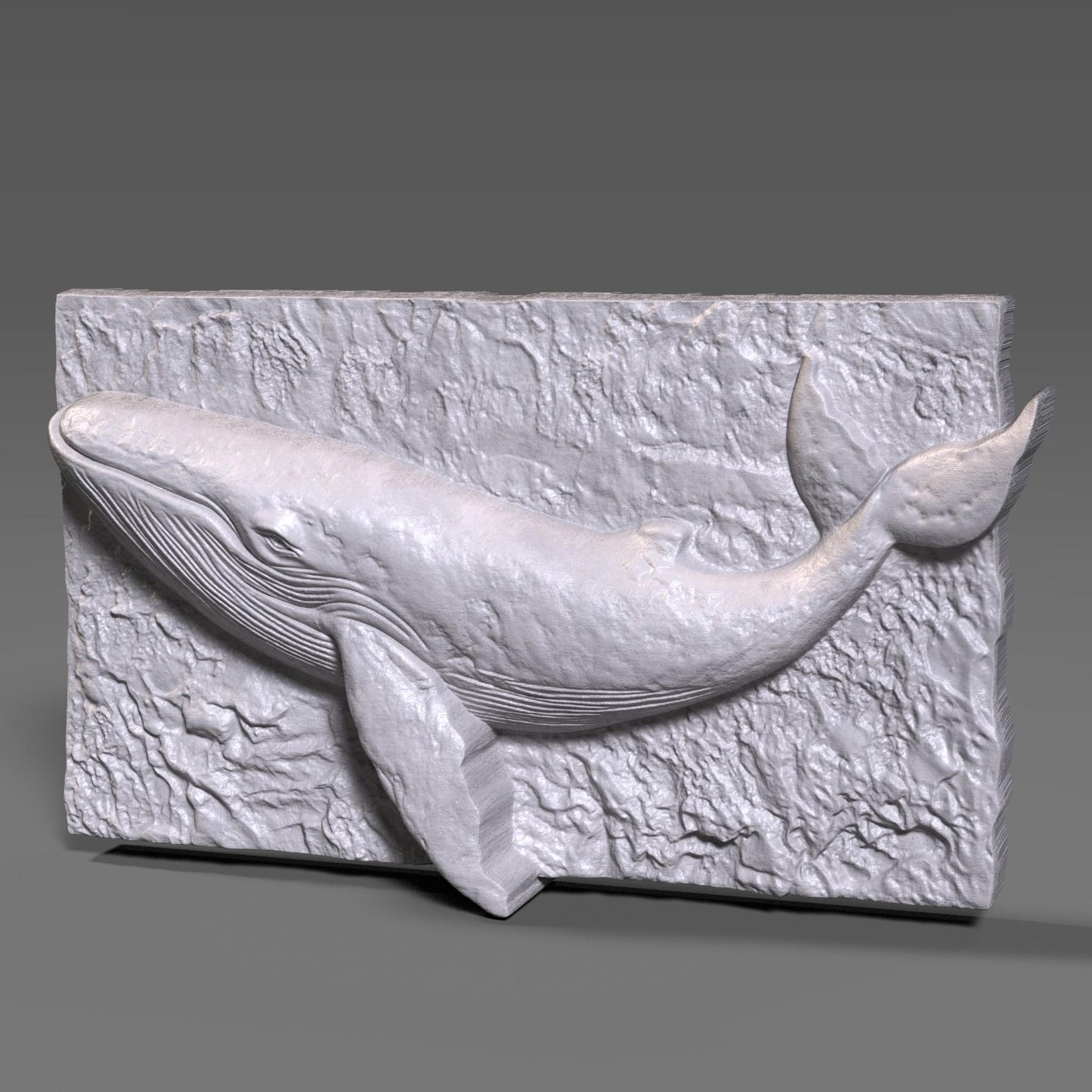Whale Bas Relief 3D Model: CNC, Laser Engraving, 3D Print (STL + Depth Map)