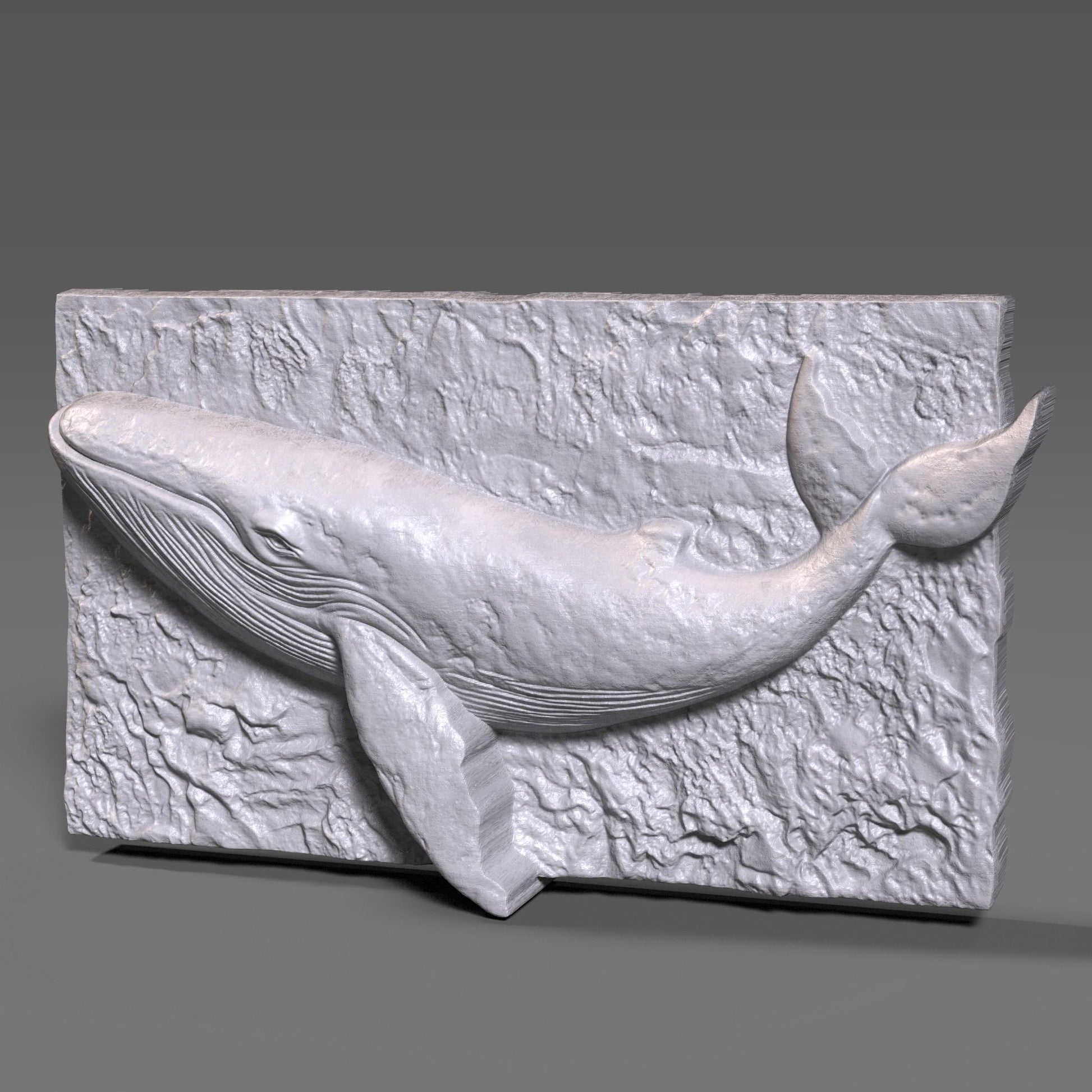 Whale Bas Relief 3D Model: CNC, Laser Engraving, 3D Print (STL + Depth Map)