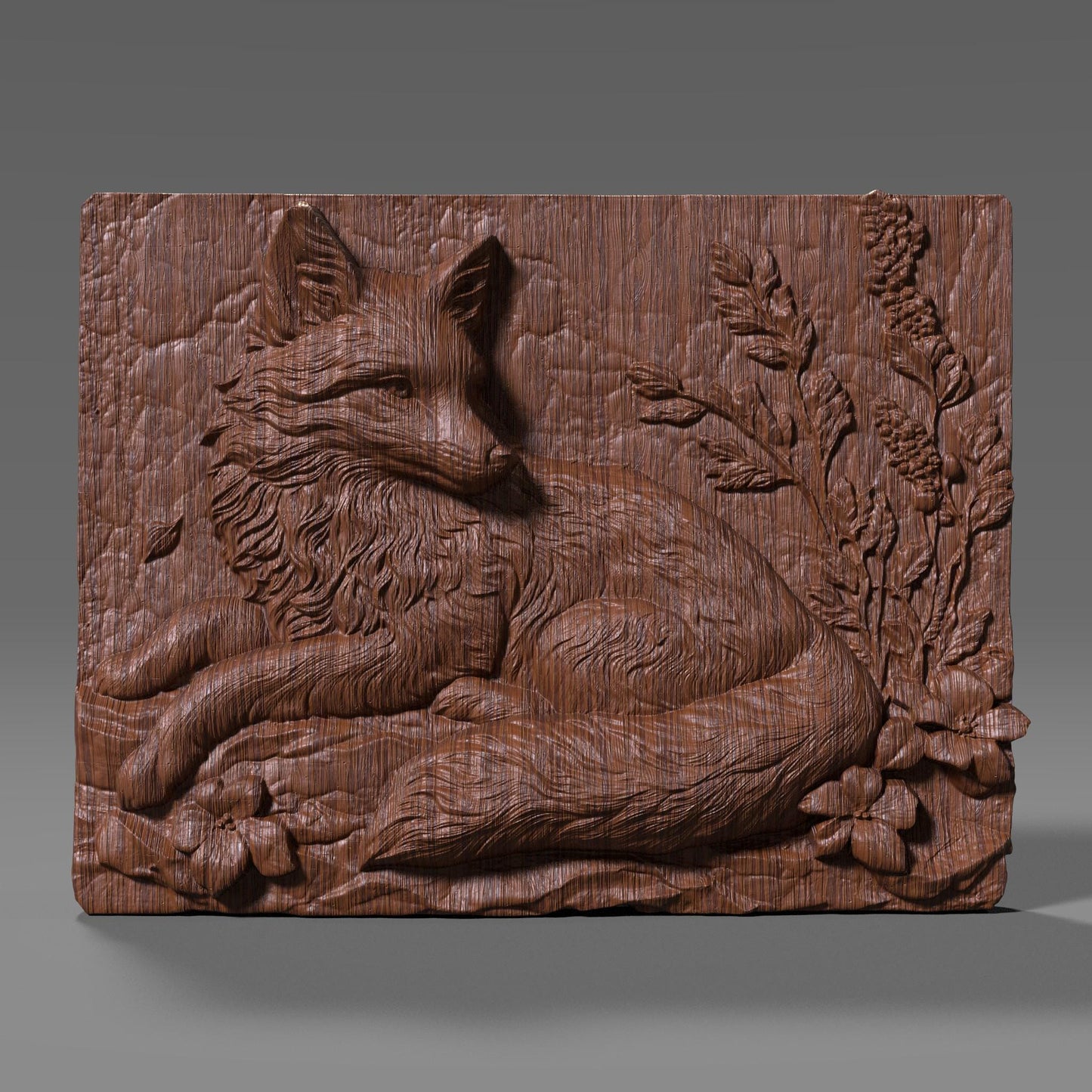 Fox Bas Relief STL: Woodland Animal Carving, CNC Laser 3D Print (Digital File