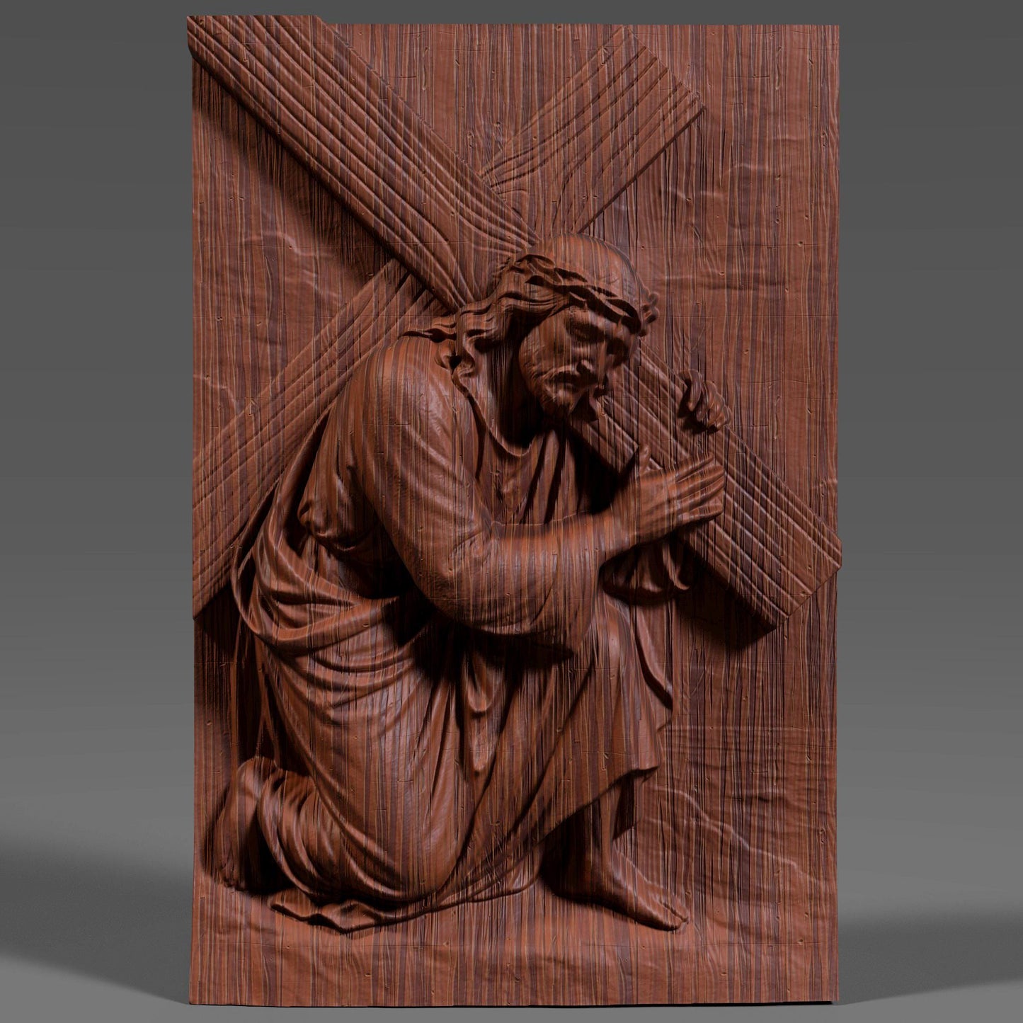 Jesus Carrying Cross 3D Model: Christian CNC Laser Engraving (STL Digital Download)