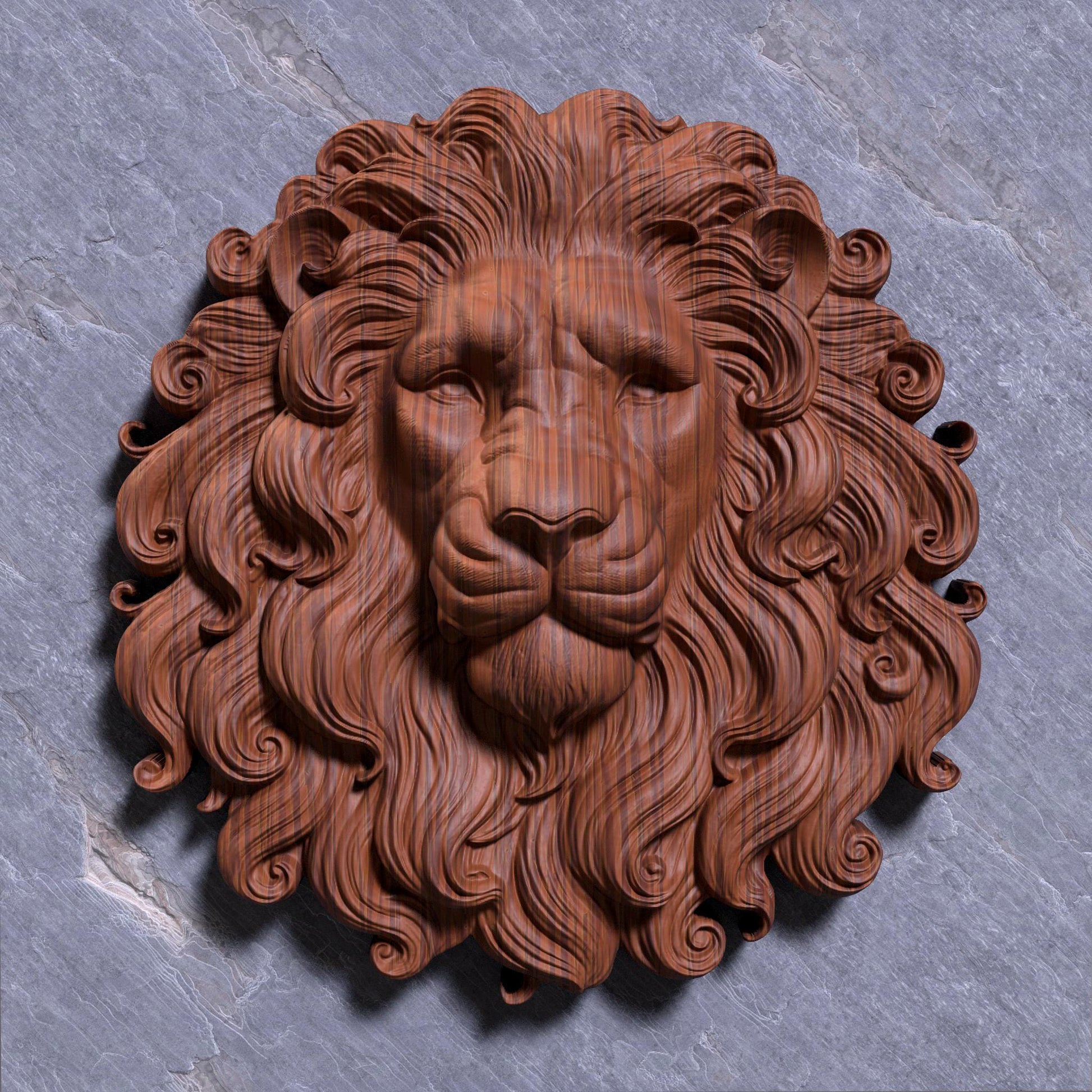 A powerful 3D bas-relief carving of a regal lion’s head with a majestic flowing mane, symbolizing strength, courage, and royalty. Perfect for CNC wood carving, laser engraving, or 3D printing in resin, stone, or walnut finishes. Ideal as bold wall art decor for offices, lodges, or home interiors with a jungle or safari theme. This lion design evokes leadership and bravery—ideal for summer statement pieces or patriotic displays for Independence Day (United States).