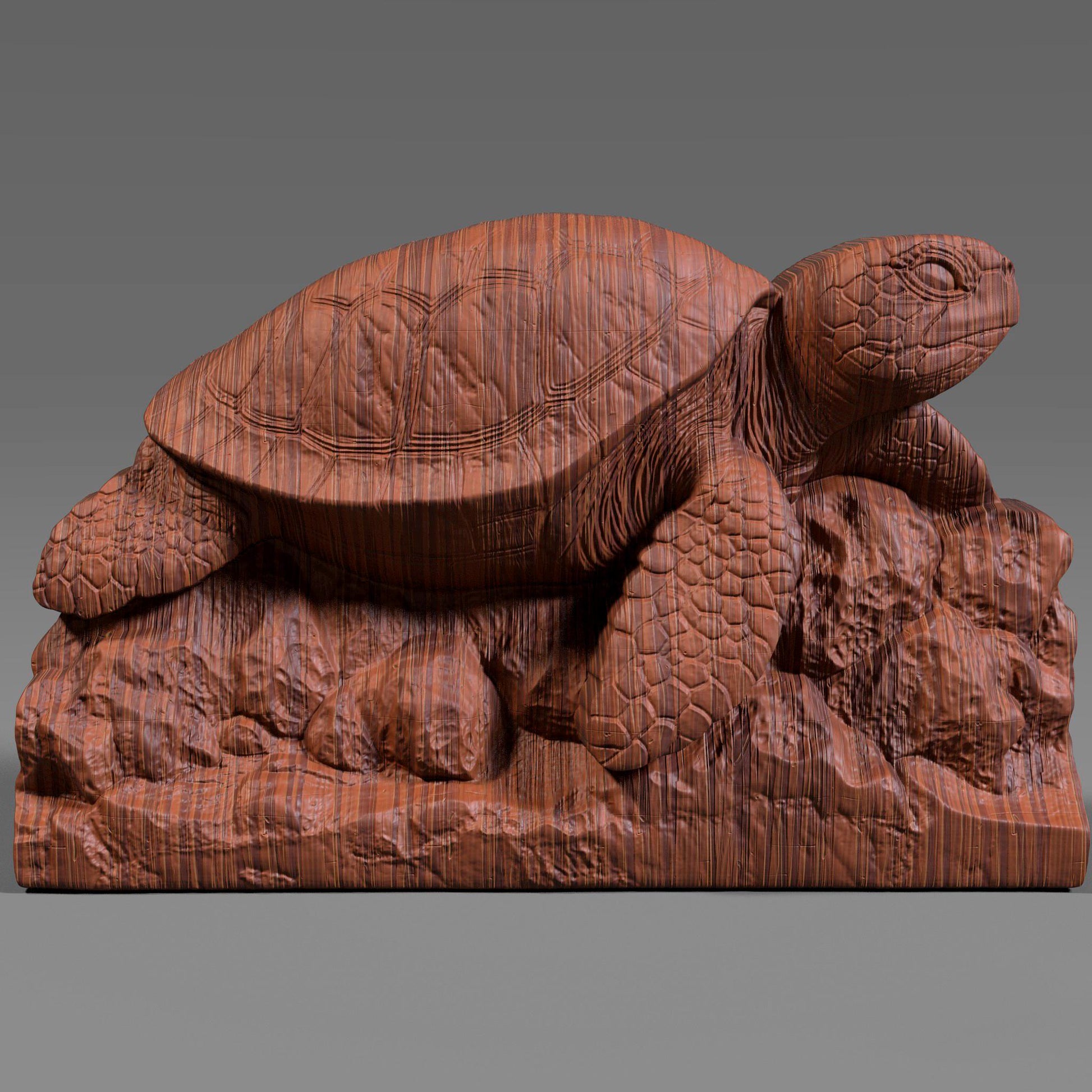 Highly detailed sea turtle bas-relief design resting on rocky ocean terrain, ideal for marine-themed wall decor or beach house accents. Perfect for CNC carving, laser engraving, or 3D printing in wood, resin, or ivory-like materials. This ocean turtle model captures realistic shell patterns and texture, making it a great digital file for coastal or summer-themed DIY projects and artisan creations.