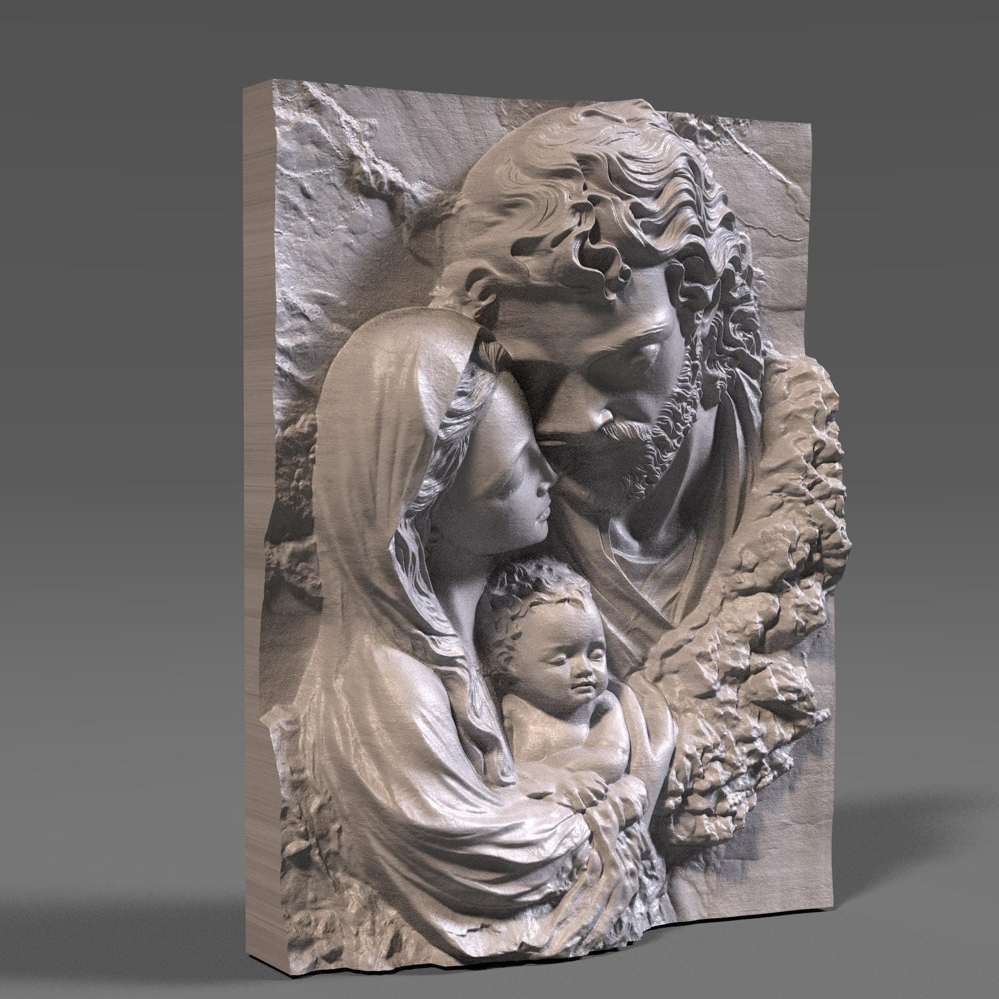 Holy Family STL 3D Model: Christian Nativity Scene (Digital Download