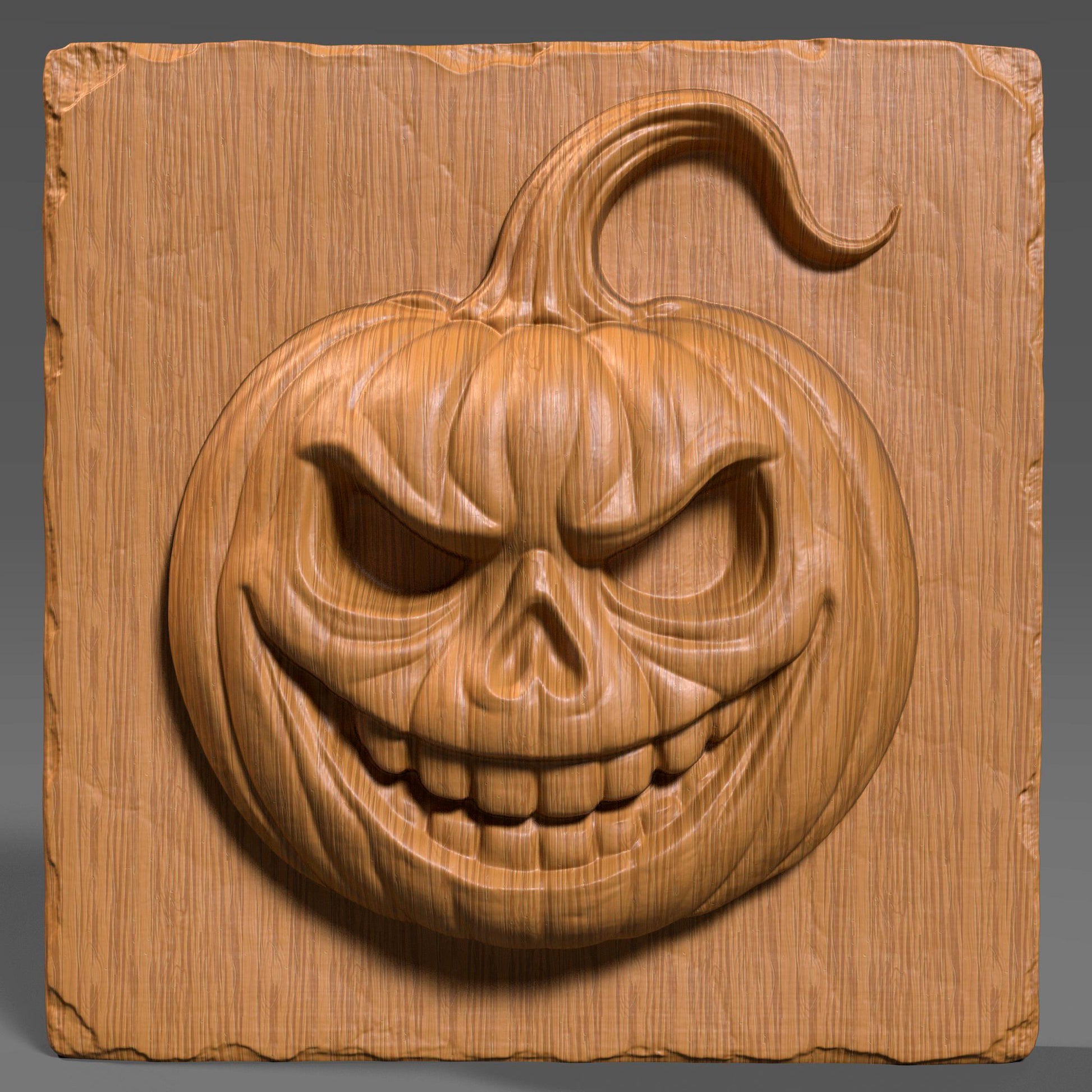 A detailed and spooky 3D bas-relief of a menacing Jack-o’-lantern carved into a wooden slab. This Halloween-themed STL design features a wickedly grinning pumpkin with sharp eyes and curved stem, ideal for CNC carving, laser engraving, or resin printing. Perfect for adding a haunting touch to seasonal decorations, wall panels, or spooky signs. Works beautifully in wood, resin, or other engravable materials.