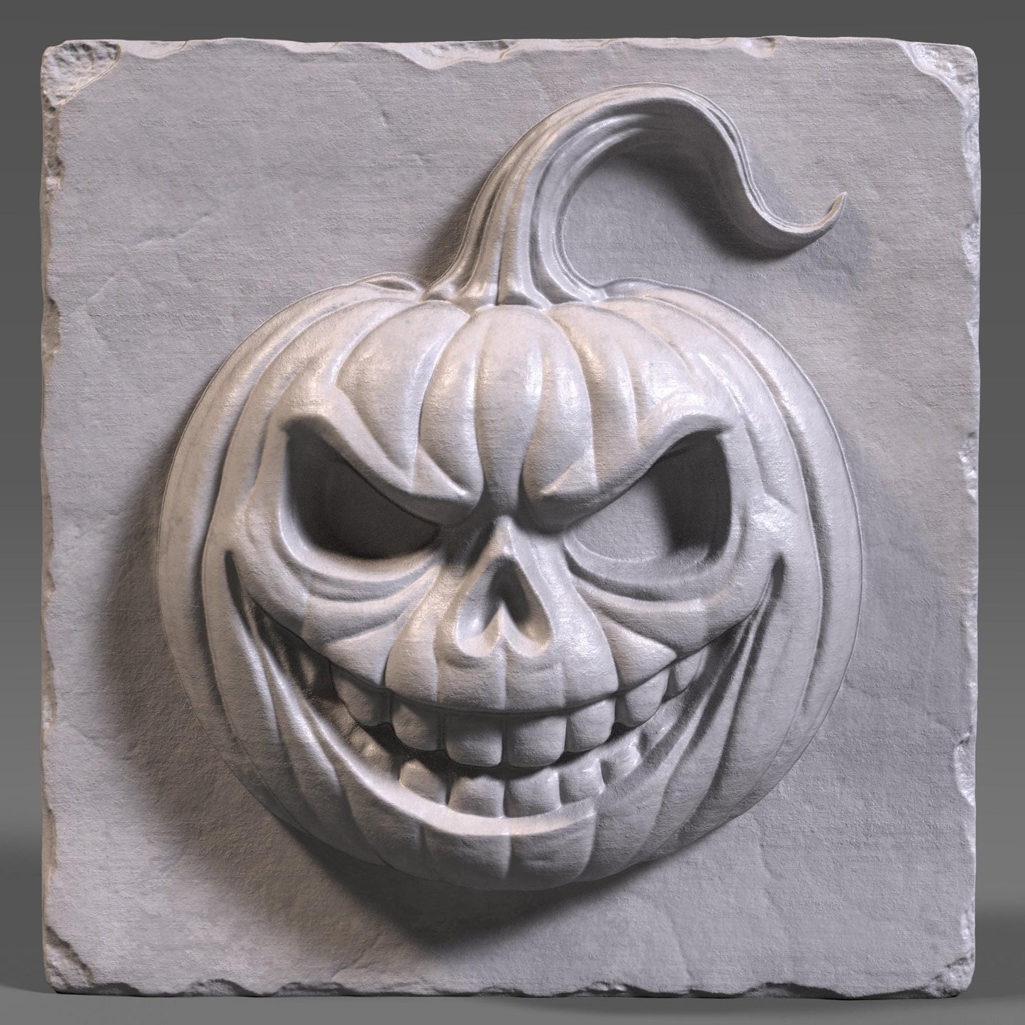 A detailed and spooky 3D bas-relief of a menacing Jack-o’-lantern carved into a wooden slab. This Halloween-themed STL design features a wickedly grinning pumpkin with sharp eyes and curved stem, ideal for CNC carving, laser engraving, or resin printing. Perfect for adding a haunting touch to seasonal decorations, wall panels, or spooky signs. Works beautifully in wood, resin, or other engravable materials.