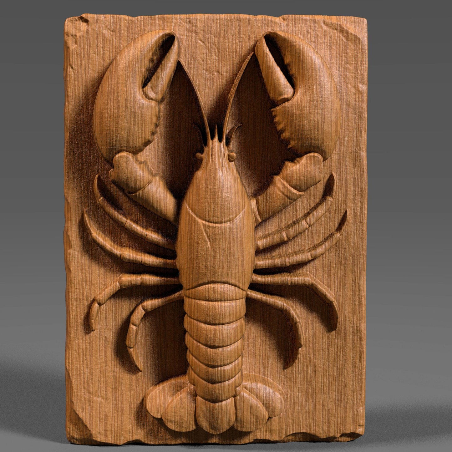 Bring the charm of the sea to your space with this stunning 3D Lobster Bas Relief Wood Art. This digital design captures the intricate form of a lobster in high detail, from its segmented claws to delicate legs, perfect for marine and coastal-themed interiors. Ideal for CNC carving or laser engraving, the panel includes subtle wood grain detail and chipped-edge slab aesthetics for a handcrafted, rustic feel. A perfect fit for beach homes, seafood restaurants, or nautical gift lovers.