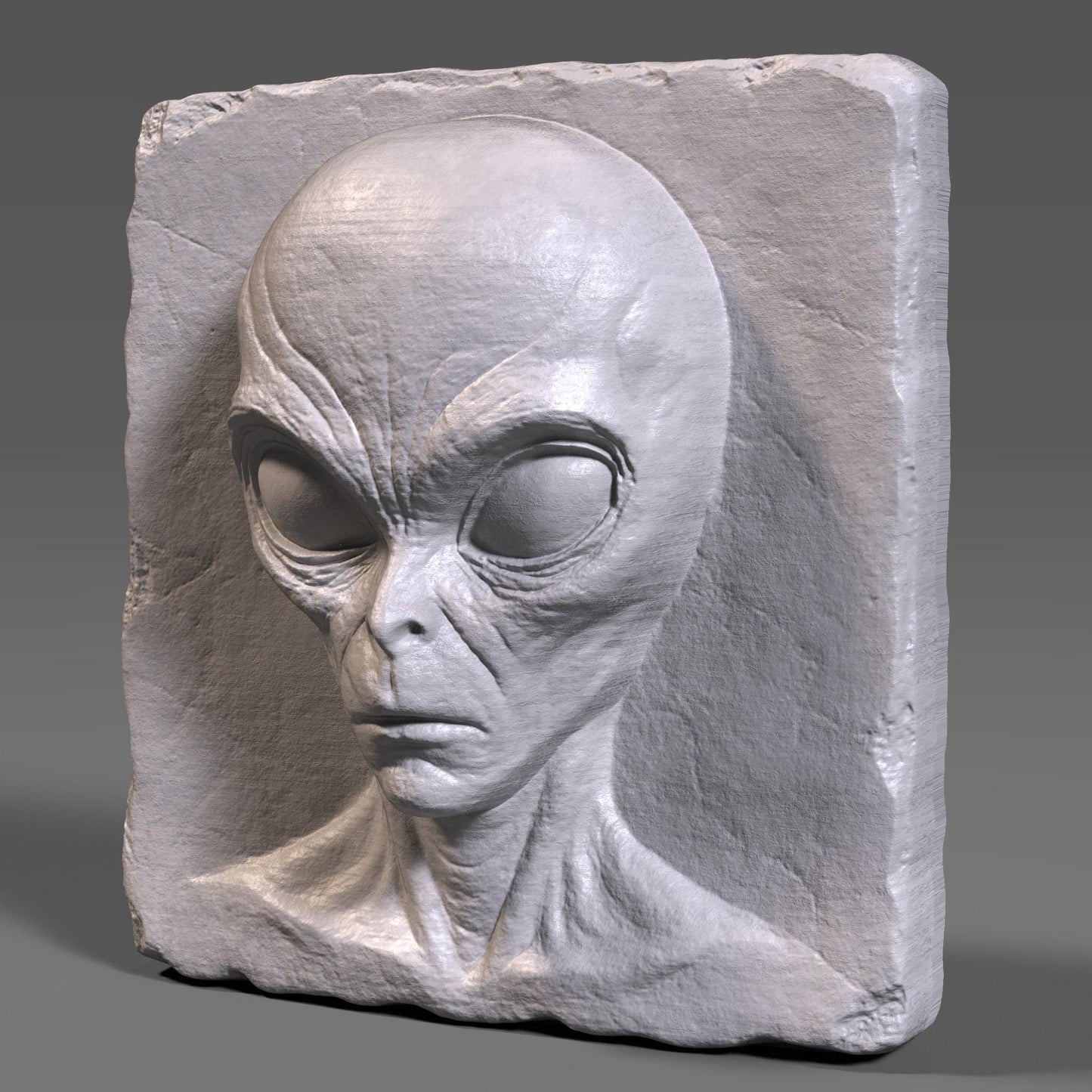 Alien Face Carving: 3D Model STL for CNC, Laser Engraving