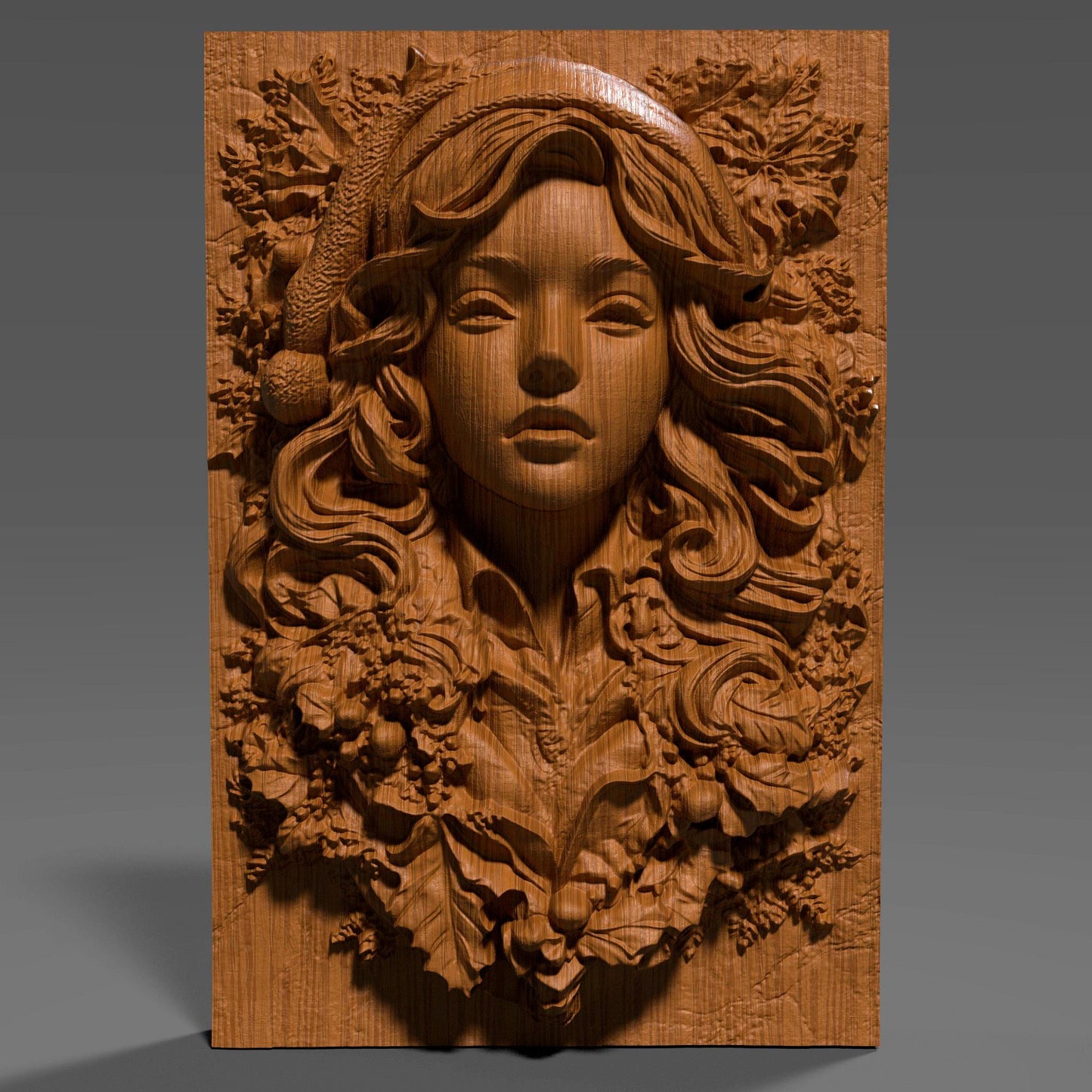 Female Santa Pin-Up 3D Relief: CNC Laser Engraving, 3D Printing (Digital Download STL File)