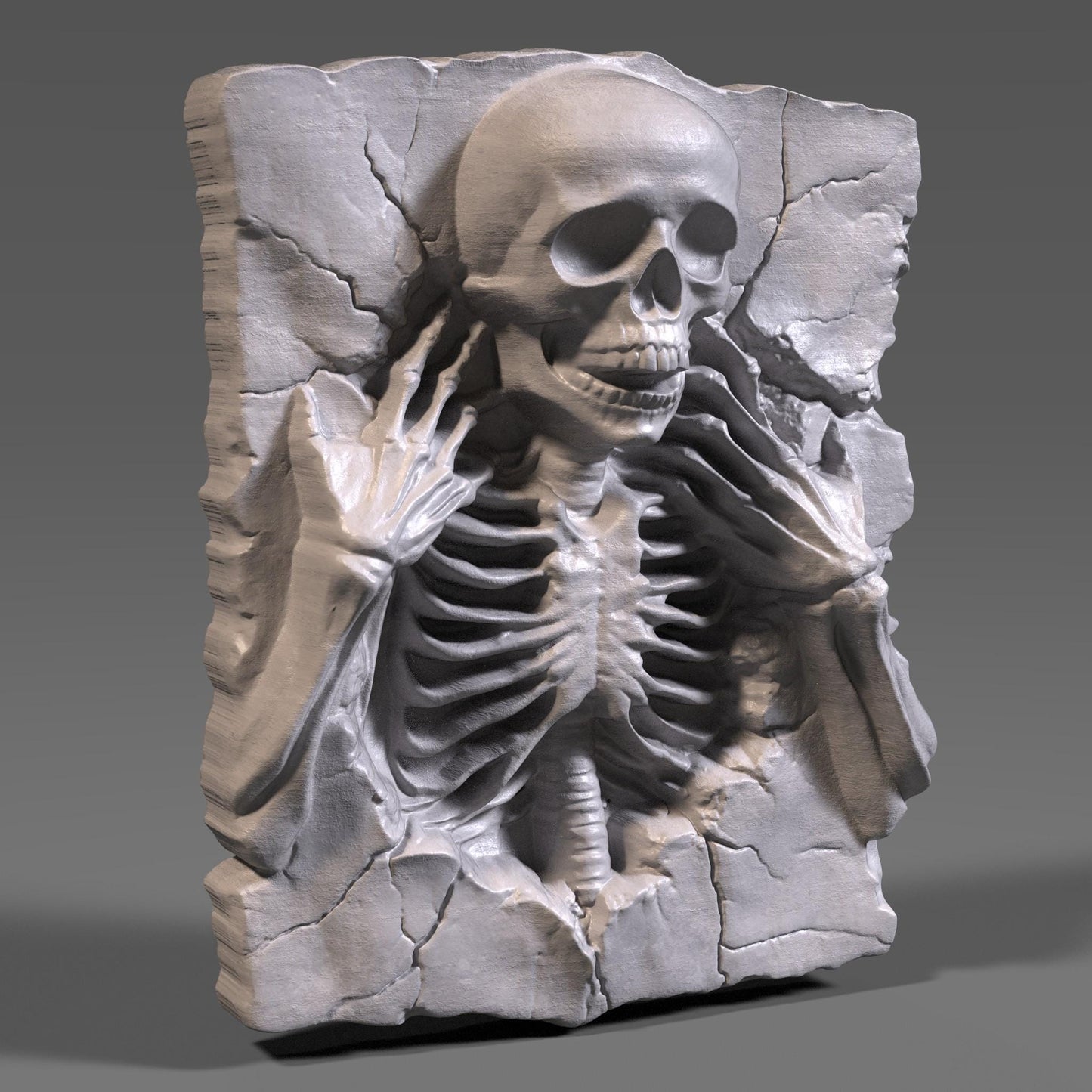 3D Skeleton Relief Model: CNC Laser Engraving, Gothic Wall Art (Digital Download STL File)