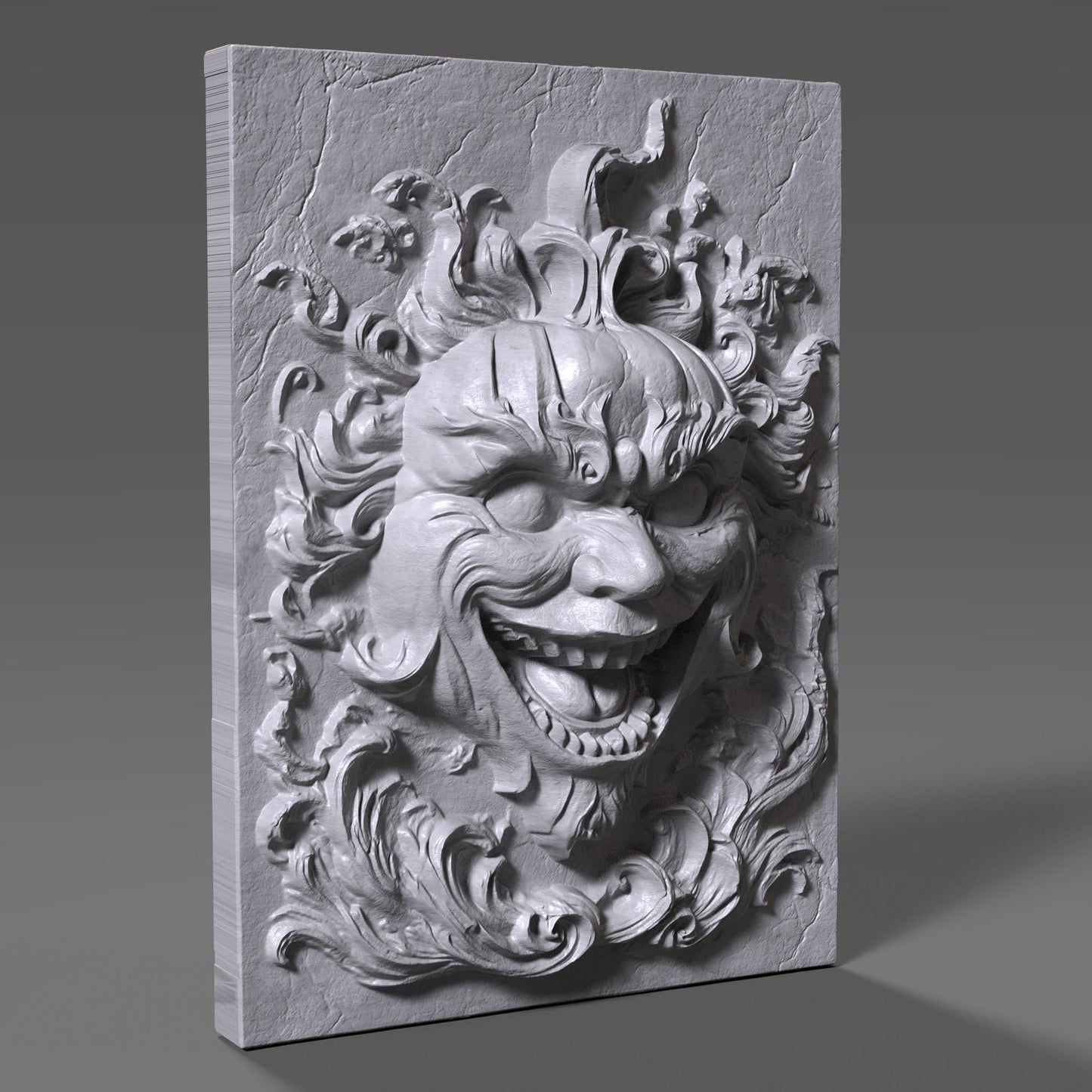 Creepy Grinning Face 3D Relief: Halloween Horror Decor (Digital Download STL File)