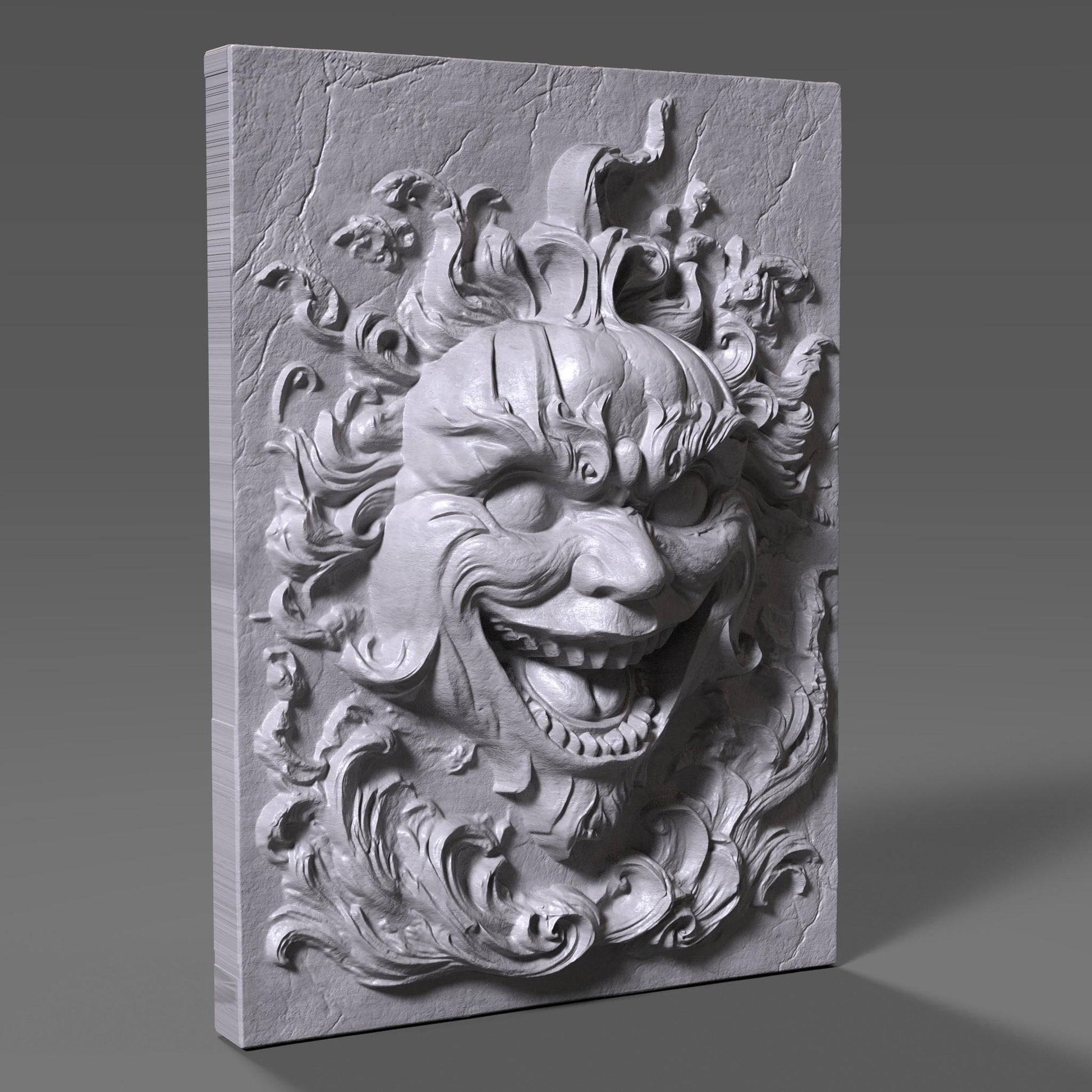 Creepy Grinning Face 3D Relief: Halloween Horror Decor (Digital Download STL File)