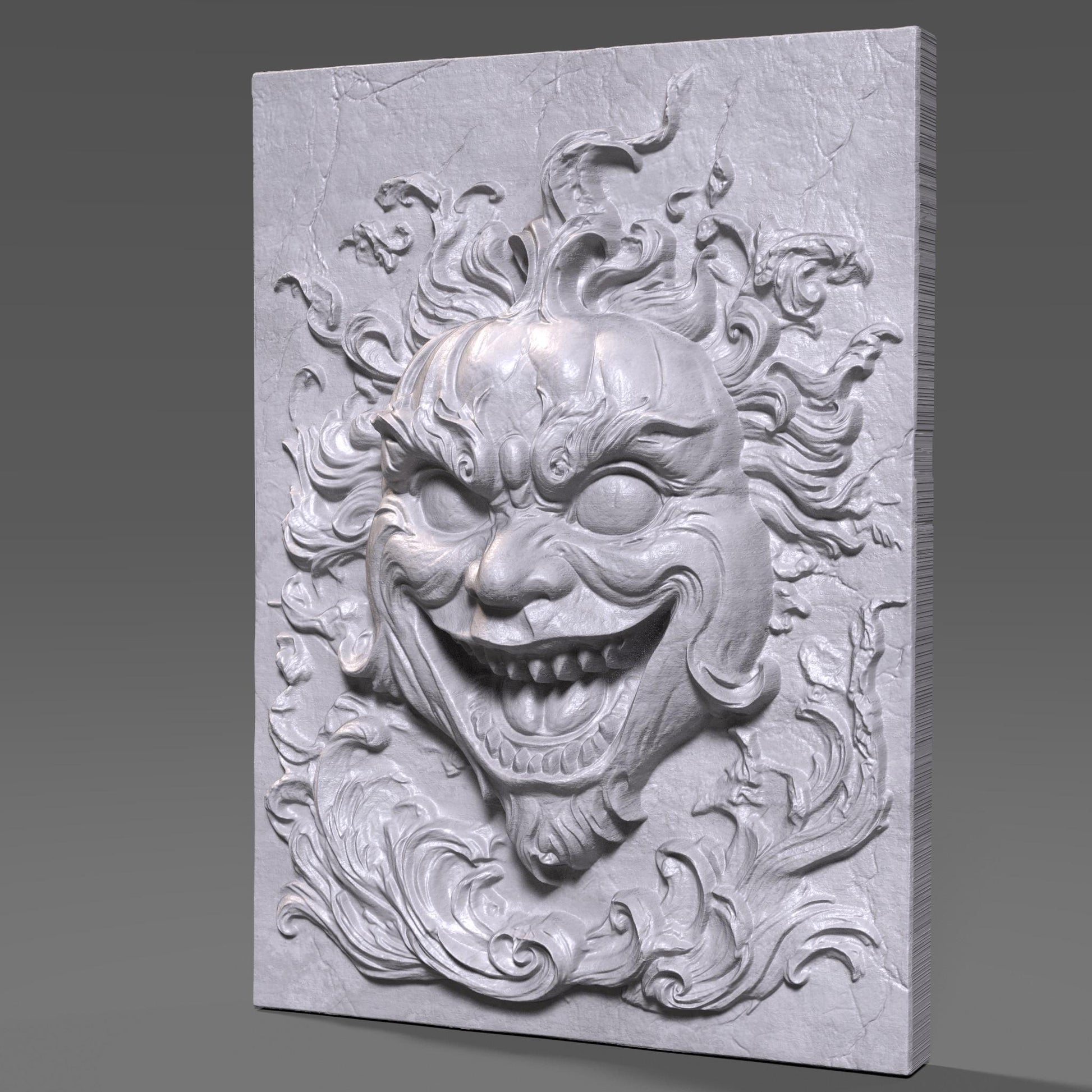Creepy Grinning Face 3D Relief: Halloween Horror Decor (Digital Download STL File)