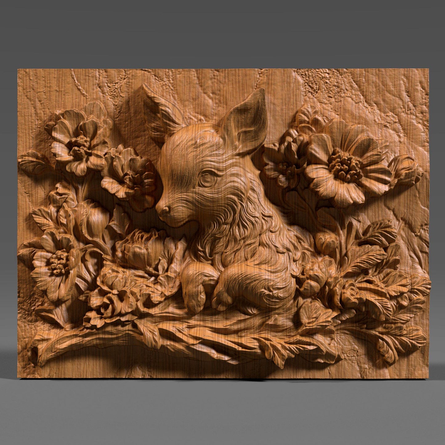 A charming and delicate 3D bas-relief STL design of a baby deer nestled among blooming flowers. Crafted with intricate detail, this nature-inspired wall art is ideal for CNC carving, laser engraving, and 3D printing. It brings a peaceful woodland scene to life—perfect for rustic home decor, nursery accents, or nature-themed gifts. Works beautifully with wood, resin, or acrylic materials to create a warm, organic display.
