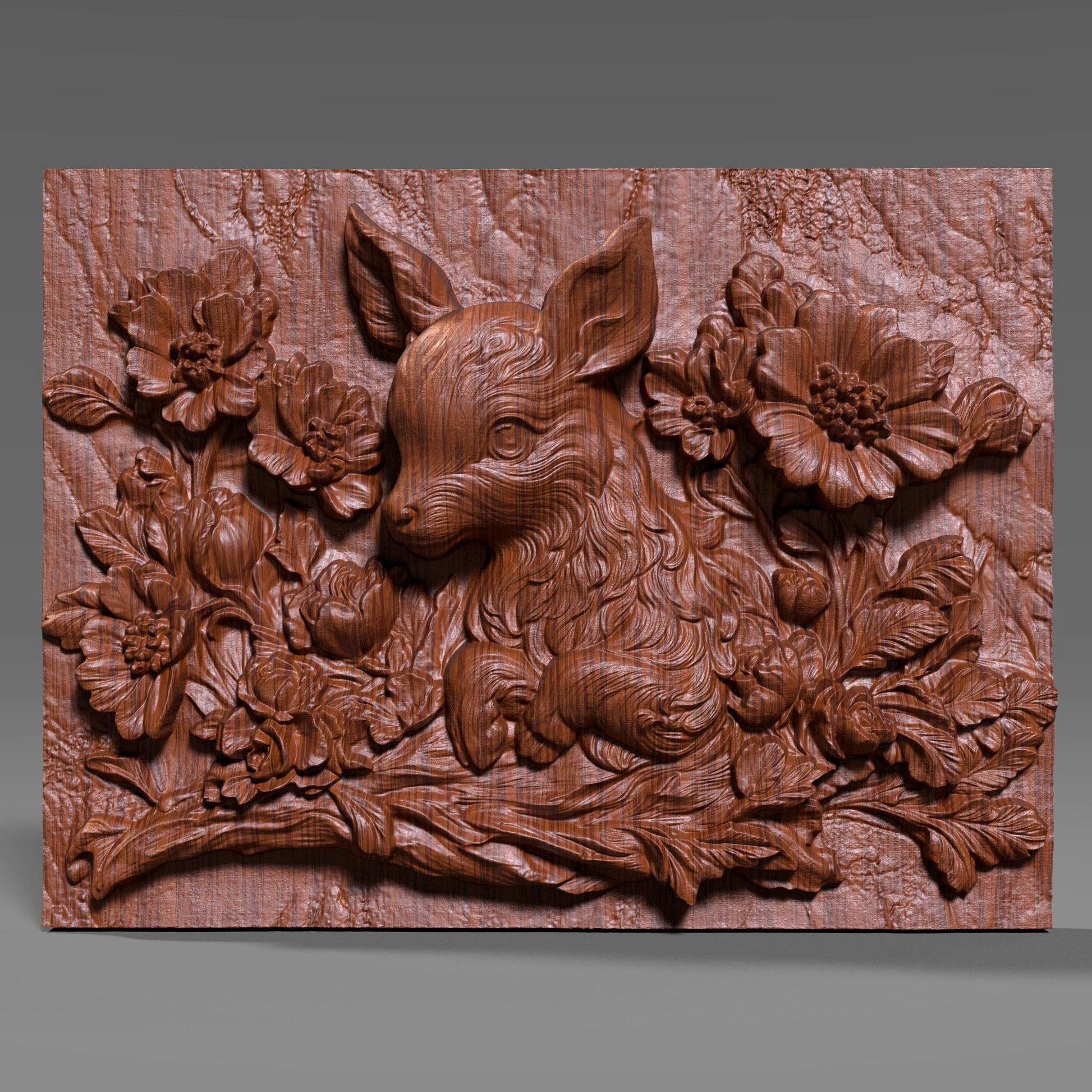 A charming and delicate 3D bas-relief STL design of a baby deer nestled among blooming flowers. Crafted with intricate detail, this nature-inspired wall art is ideal for CNC carving, laser engraving, and 3D printing. It brings a peaceful woodland scene to life—perfect for rustic home decor, nursery accents, or nature-themed gifts. Works beautifully with wood, resin, or acrylic materials to create a warm, organic display.