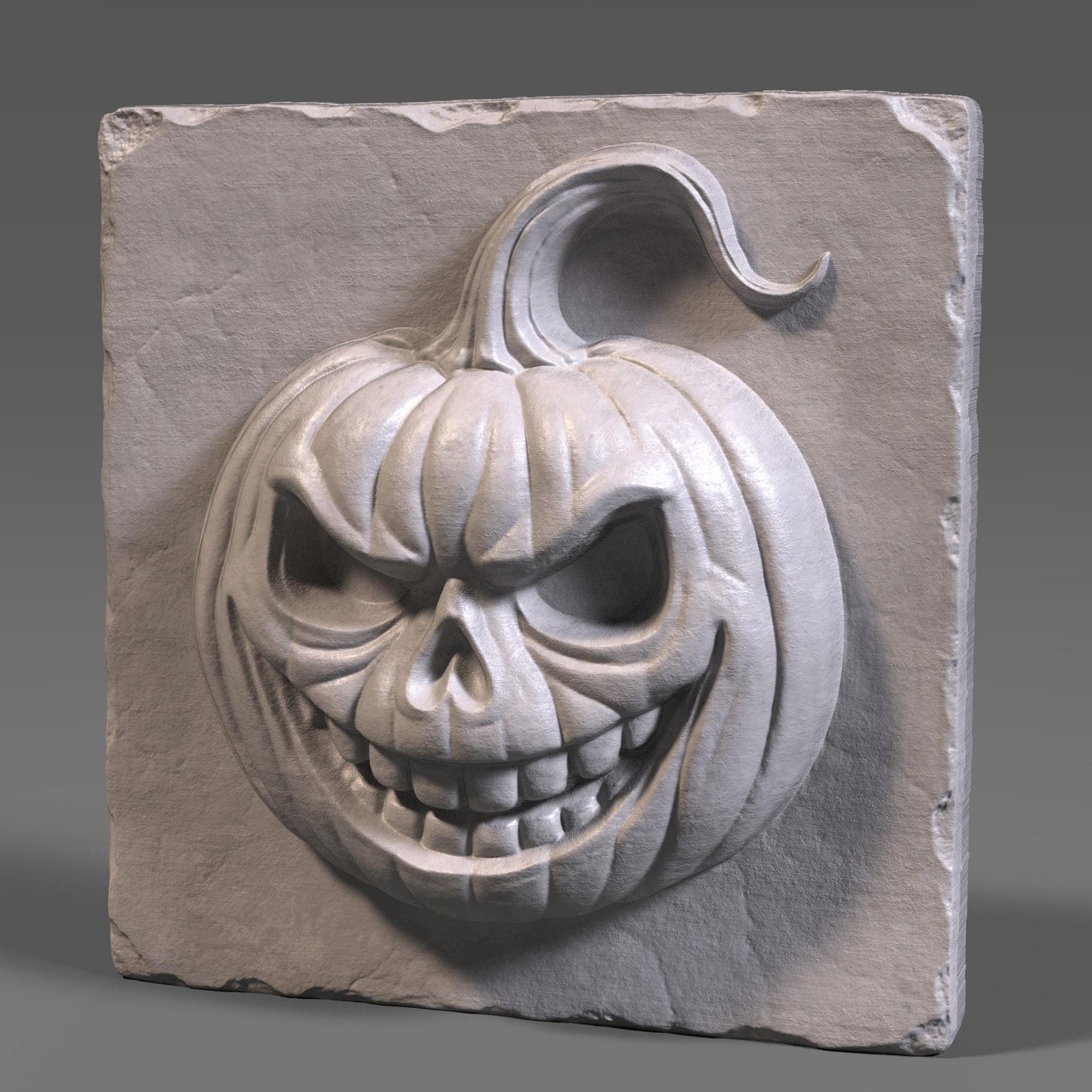 Halloween Pumpkin 3D Model STL - Jack-o'-Lantern Bas Relief (Digital Download
