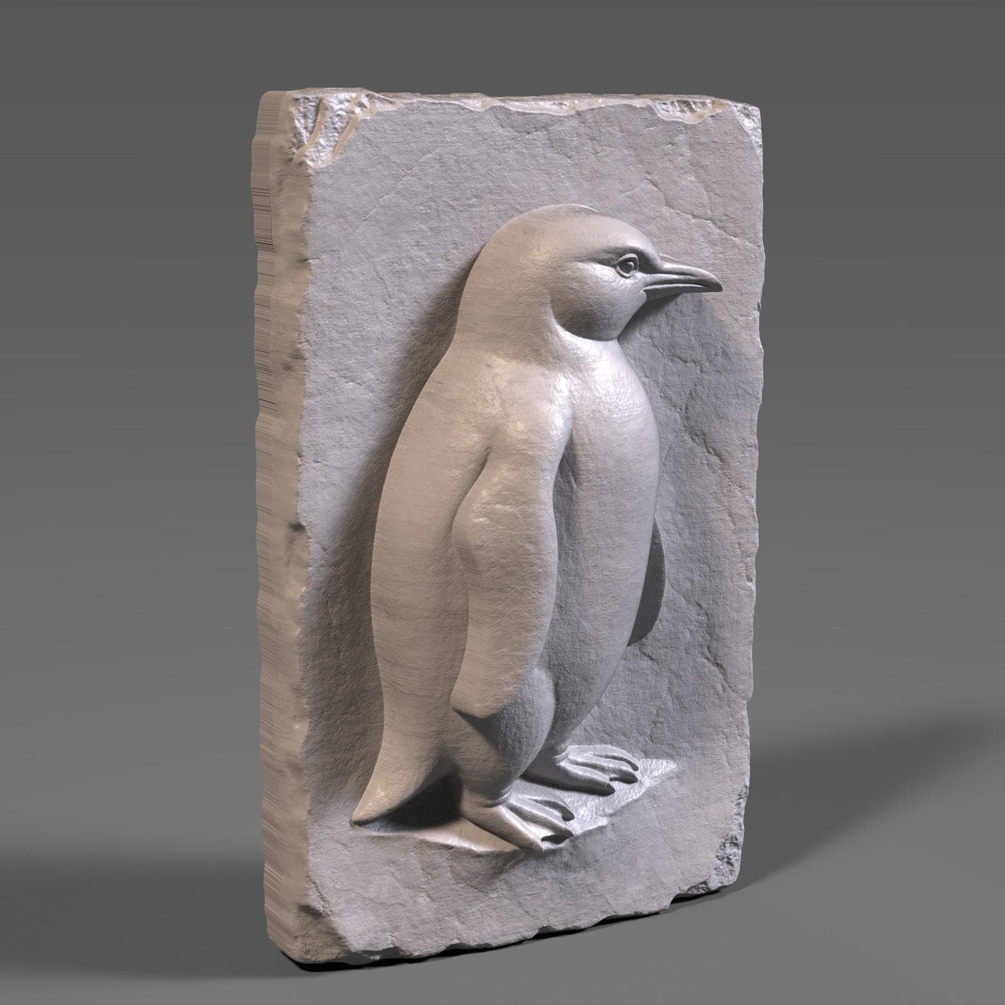 Penguin 3D Relief Model: CNC Carving, Laser Engraving (Digital STL File)