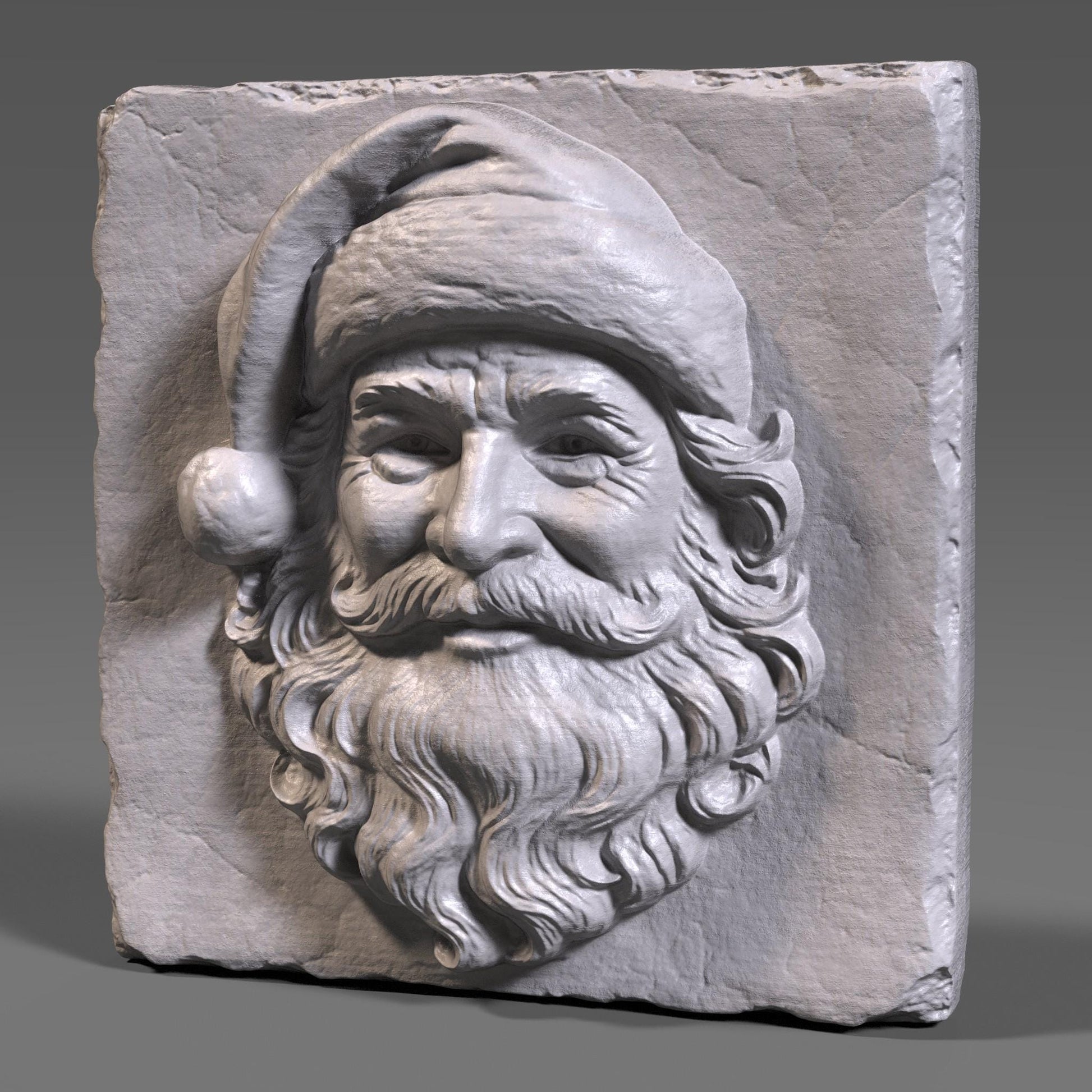 Santa Claus 3D Relief: CNC Laser Engraving File (STL + Depth Map)
