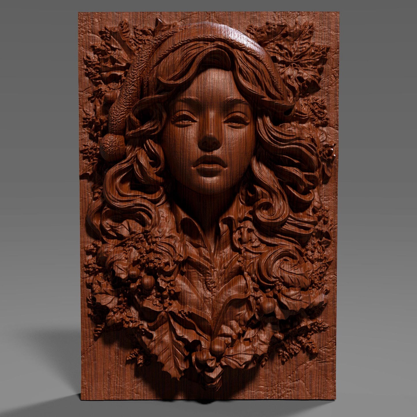Female Santa Pin-Up 3D Relief: CNC Laser Engraving, 3D Printing (Digital Download STL File)