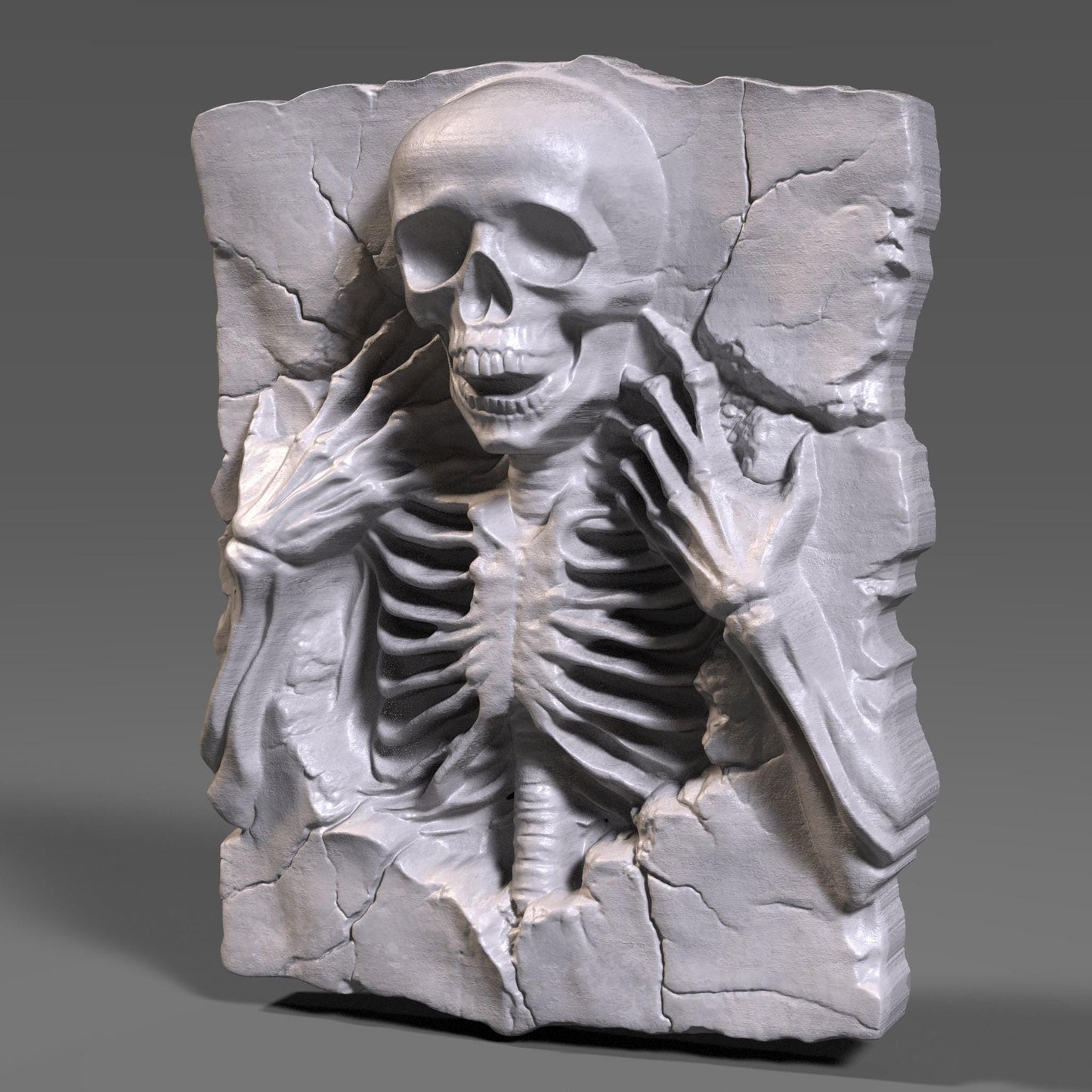 3D Skeleton Relief Model: CNC Laser Engraving, Gothic Wall Art (Digital Download STL File)