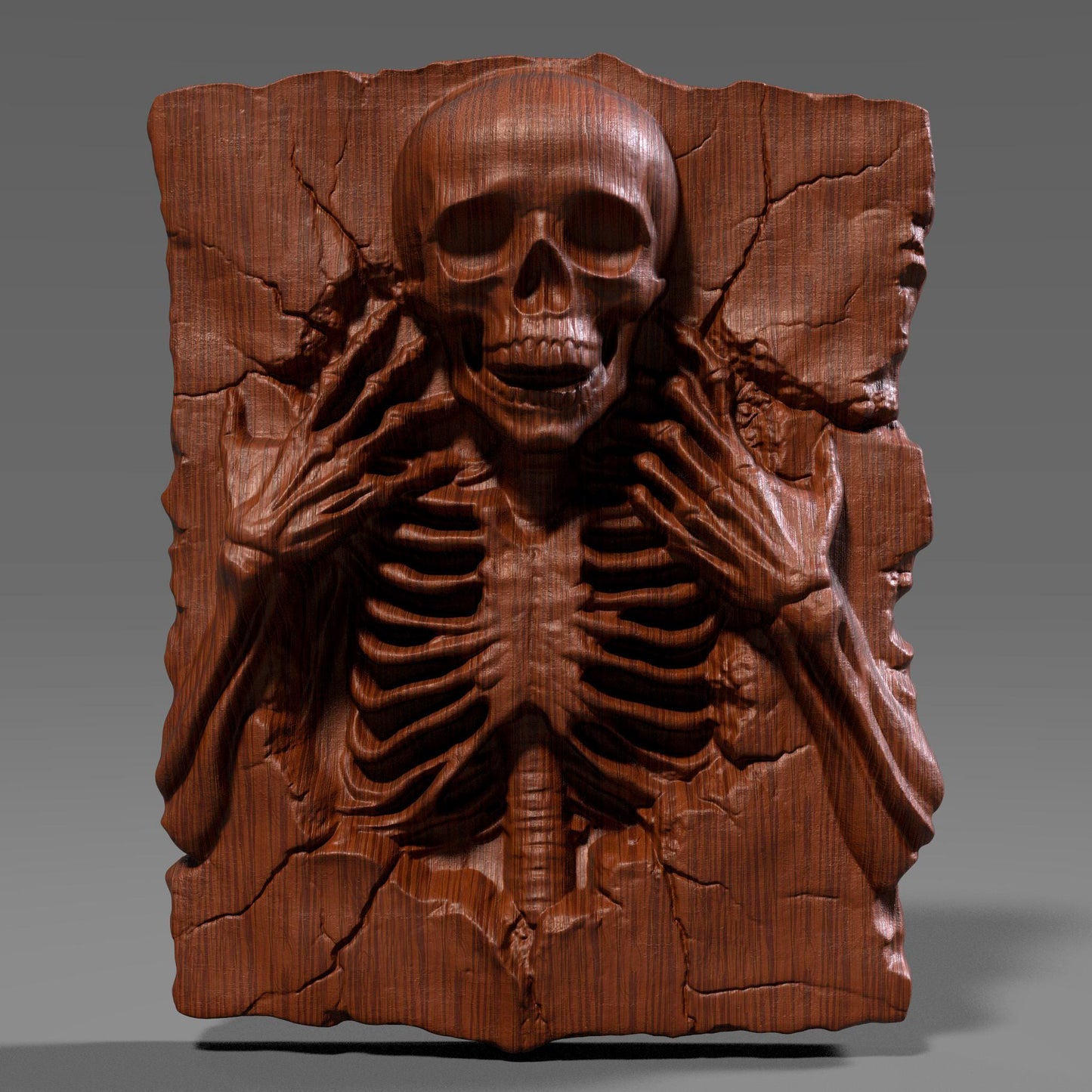 3D Skeleton Relief Model: CNC Laser Engraving, Gothic Wall Art (Digital Download STL File)