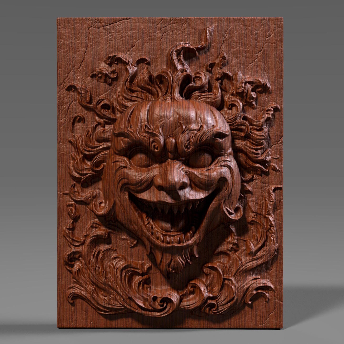 Creepy Grinning Face 3D Relief: Halloween Horror Decor (Digital Download STL File)