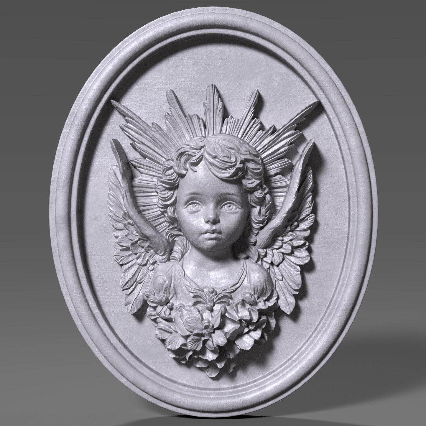 3D Baby Angel Relief: CNC Laser Engraving STL File (Digital Download