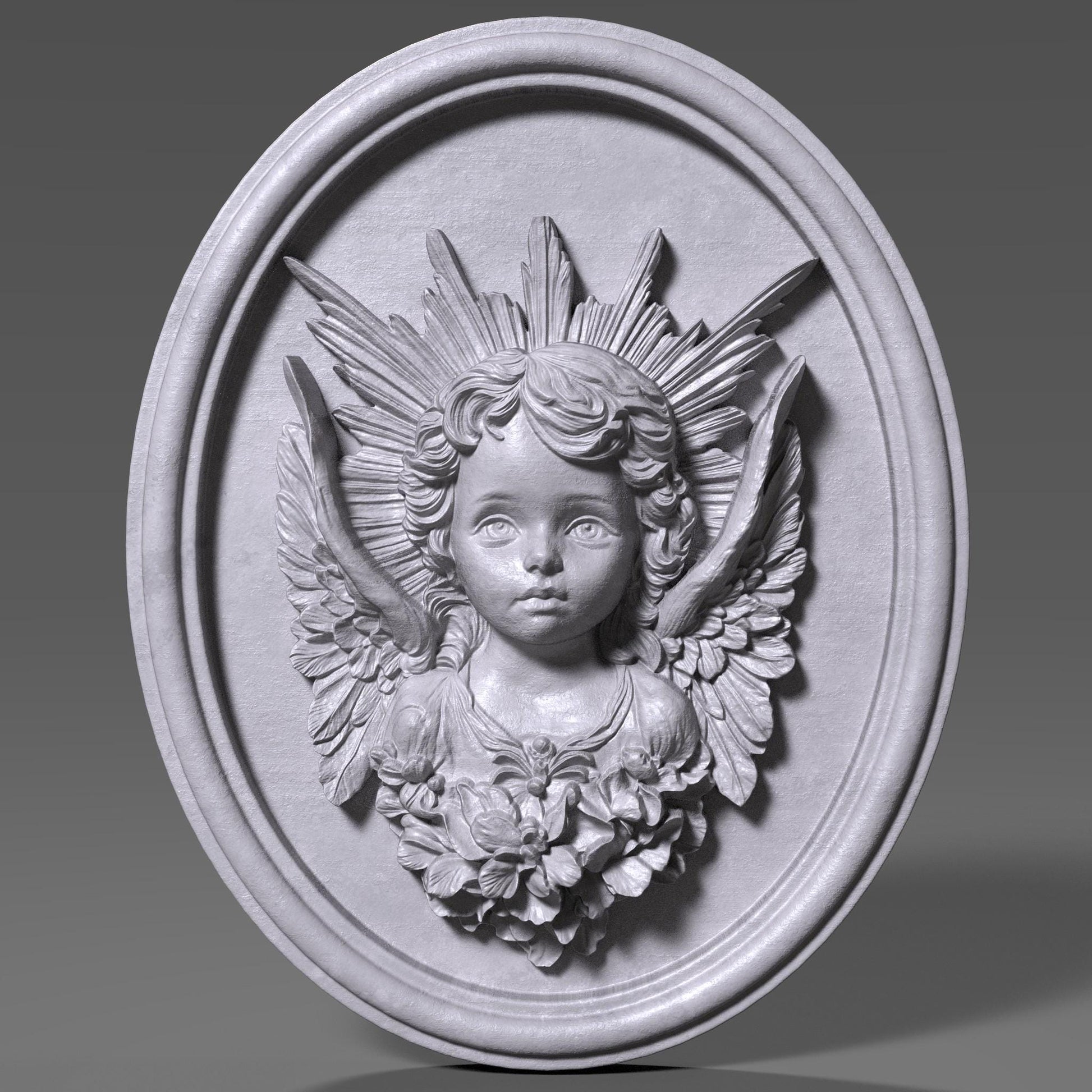 3D Baby Angel Relief: CNC Laser Engraving STL File (Digital Download