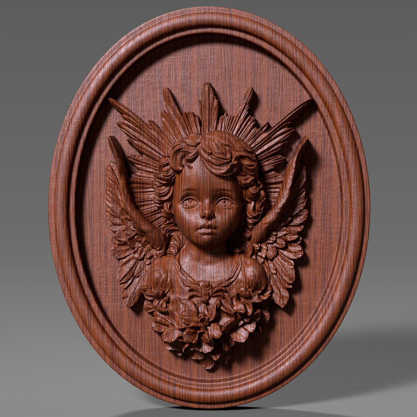 3D Baby Angel Relief: CNC Laser Engraving STL File (Digital Download