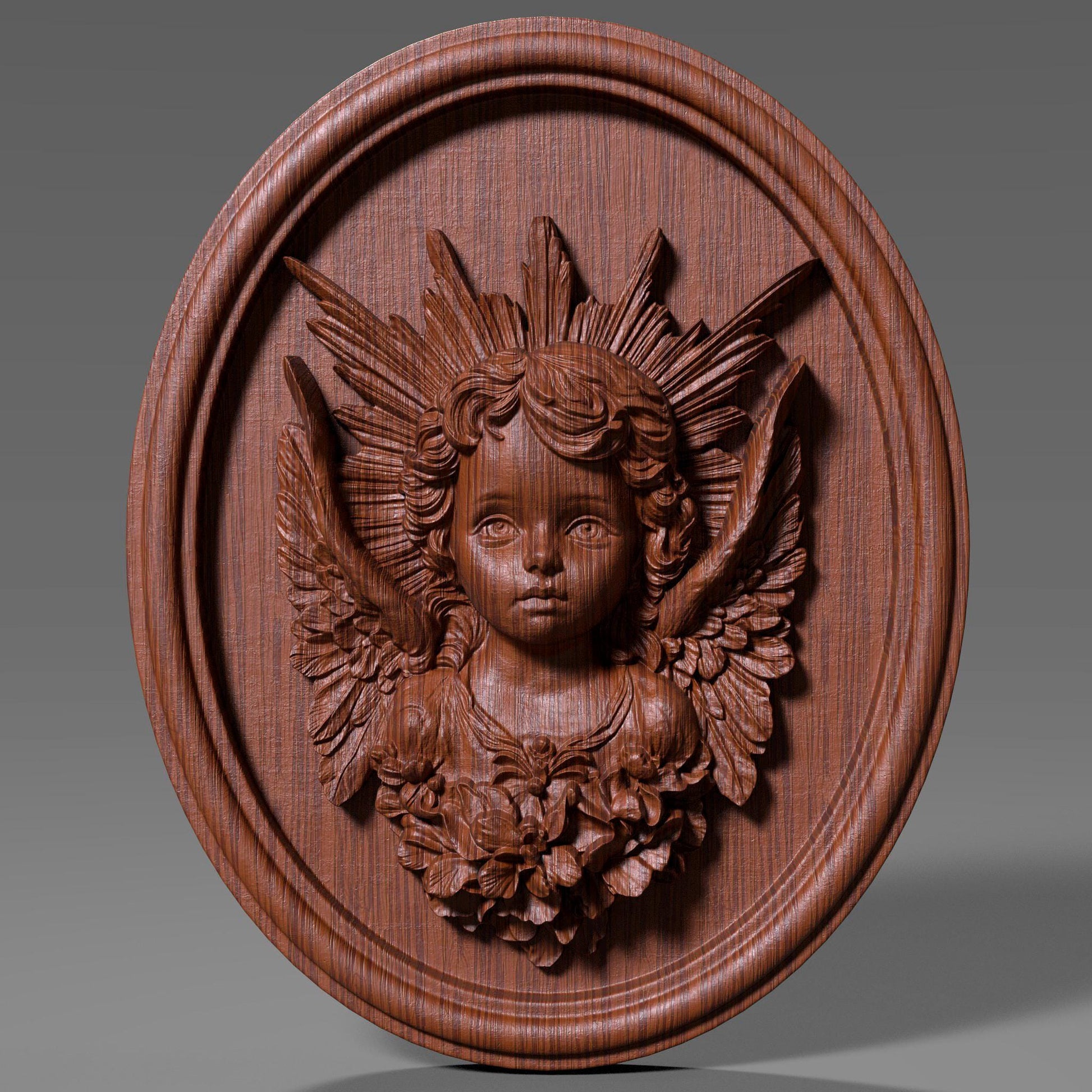 3D Baby Angel Relief: CNC Laser Engraving STL File (Digital Download