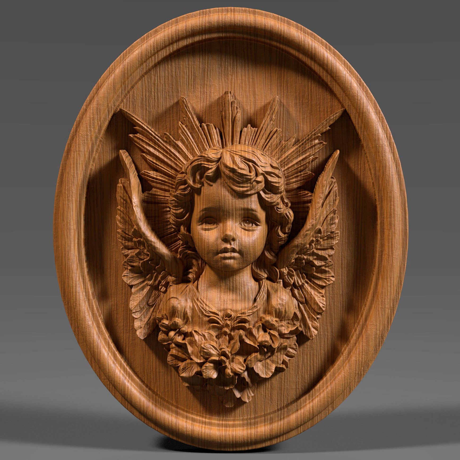 3D Baby Angel Relief: CNC Laser Engraving STL File (Digital Download