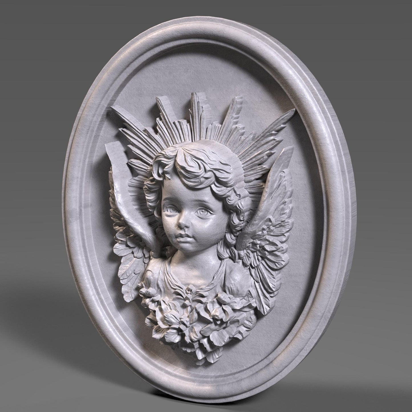 3D Baby Angel Relief: CNC Laser Engraving STL File (Digital Download