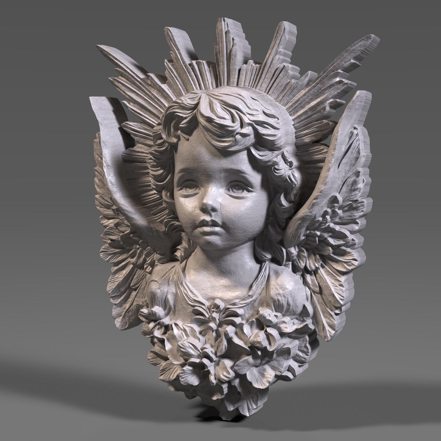 3D Cherub Angel Relief: CNC Ready STL File (Digital Download