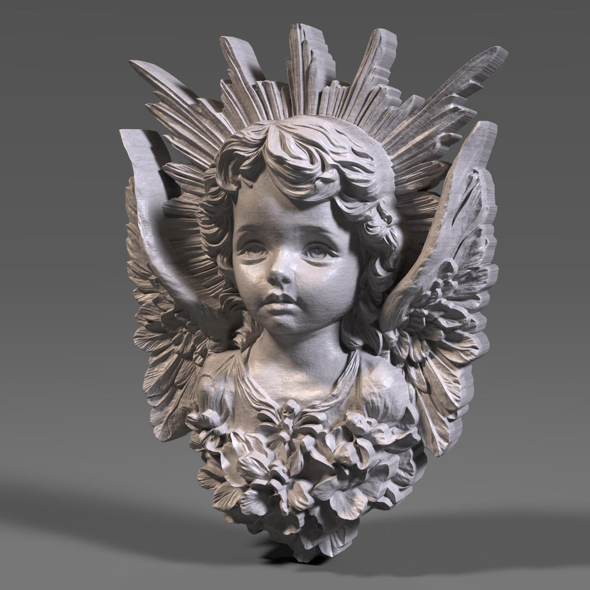 3D Cherub Angel Relief: CNC Ready STL File (Digital Download