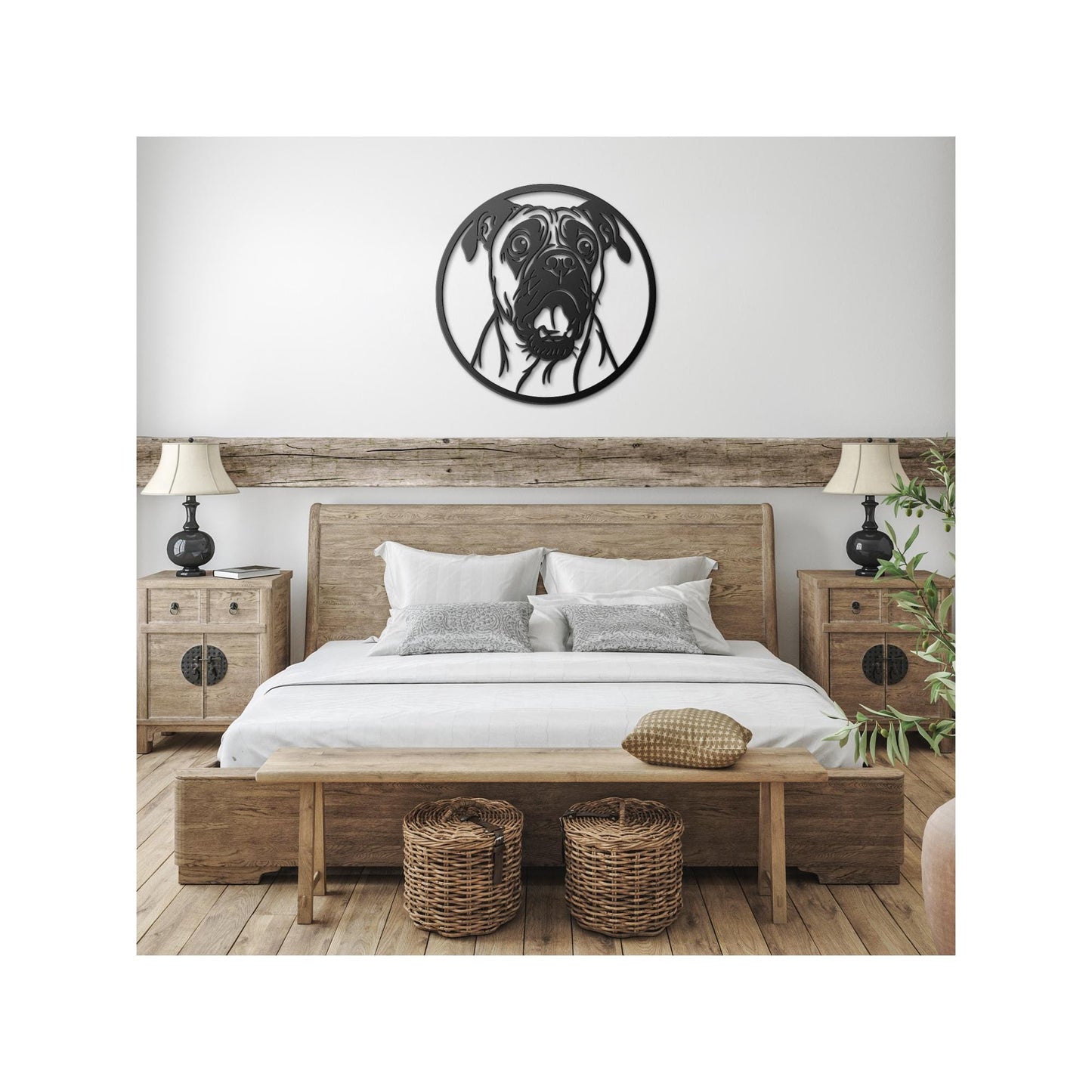 Pug Metal Wall Art: Die-Cut Steel Dog Silhouette Sign