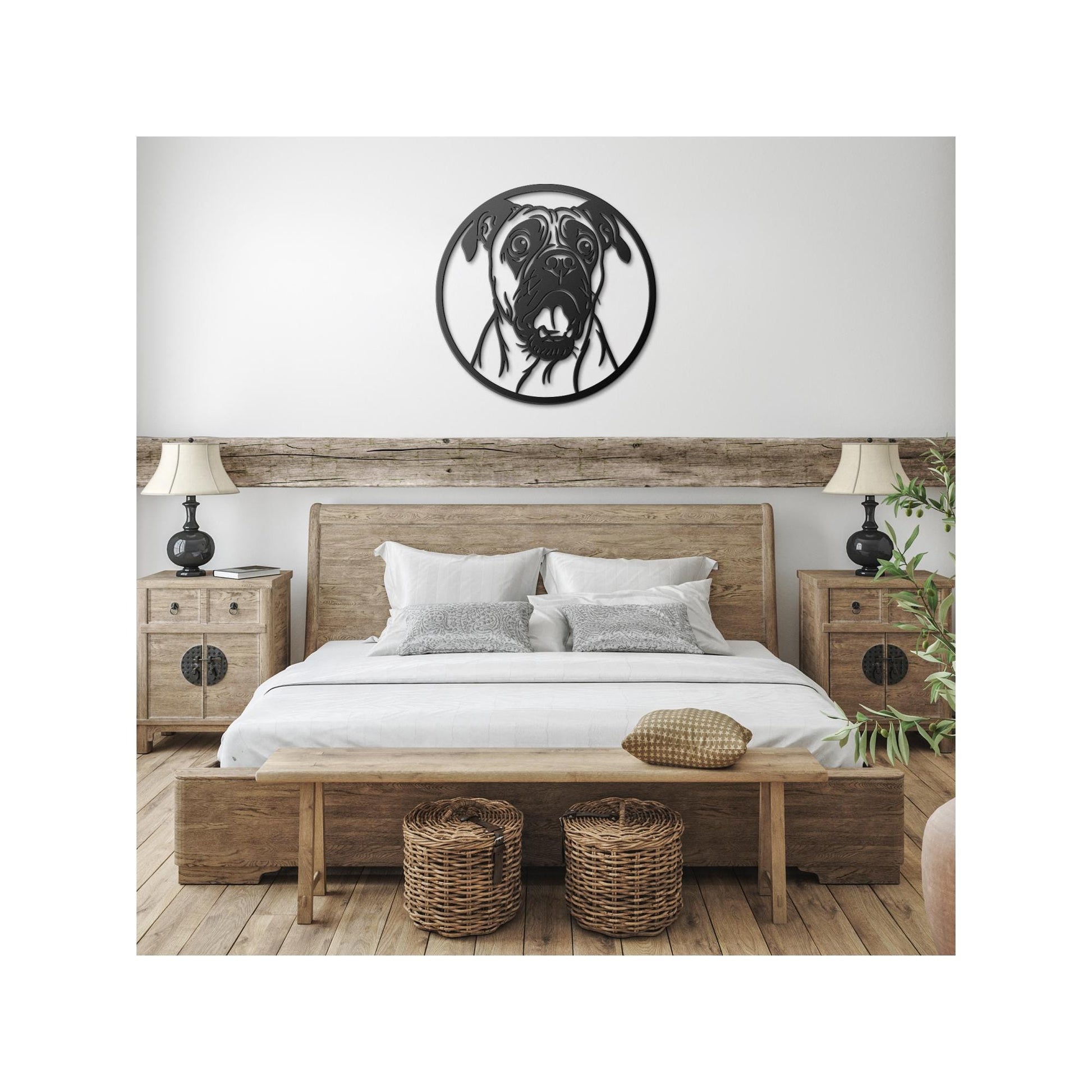 Pug Metal Wall Art: Die-Cut Steel Dog Silhouette Sign