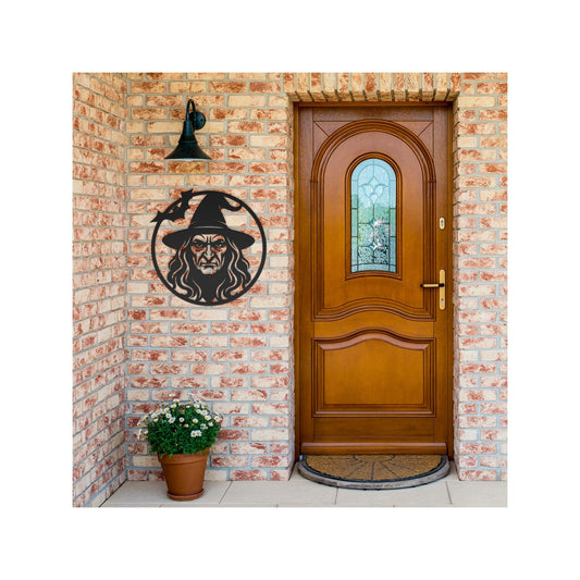 Witch Silhouette Metal Wall Art: Halloween Gothic Home Decor