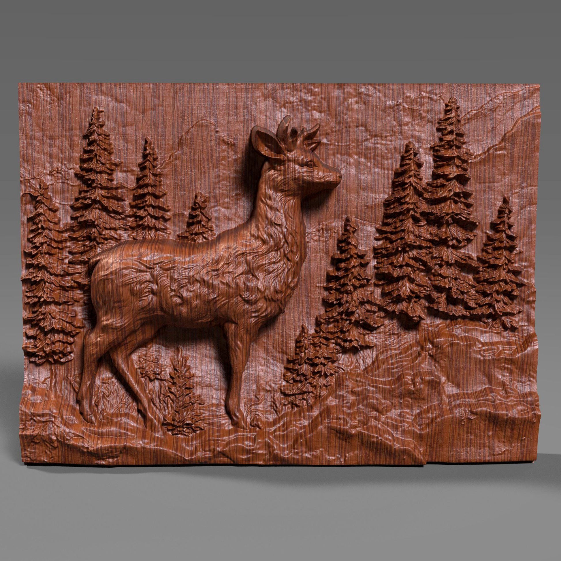 Majestic Deer 3D Carving: Rustic Cabin Wall Art (Digital Download STL File))
