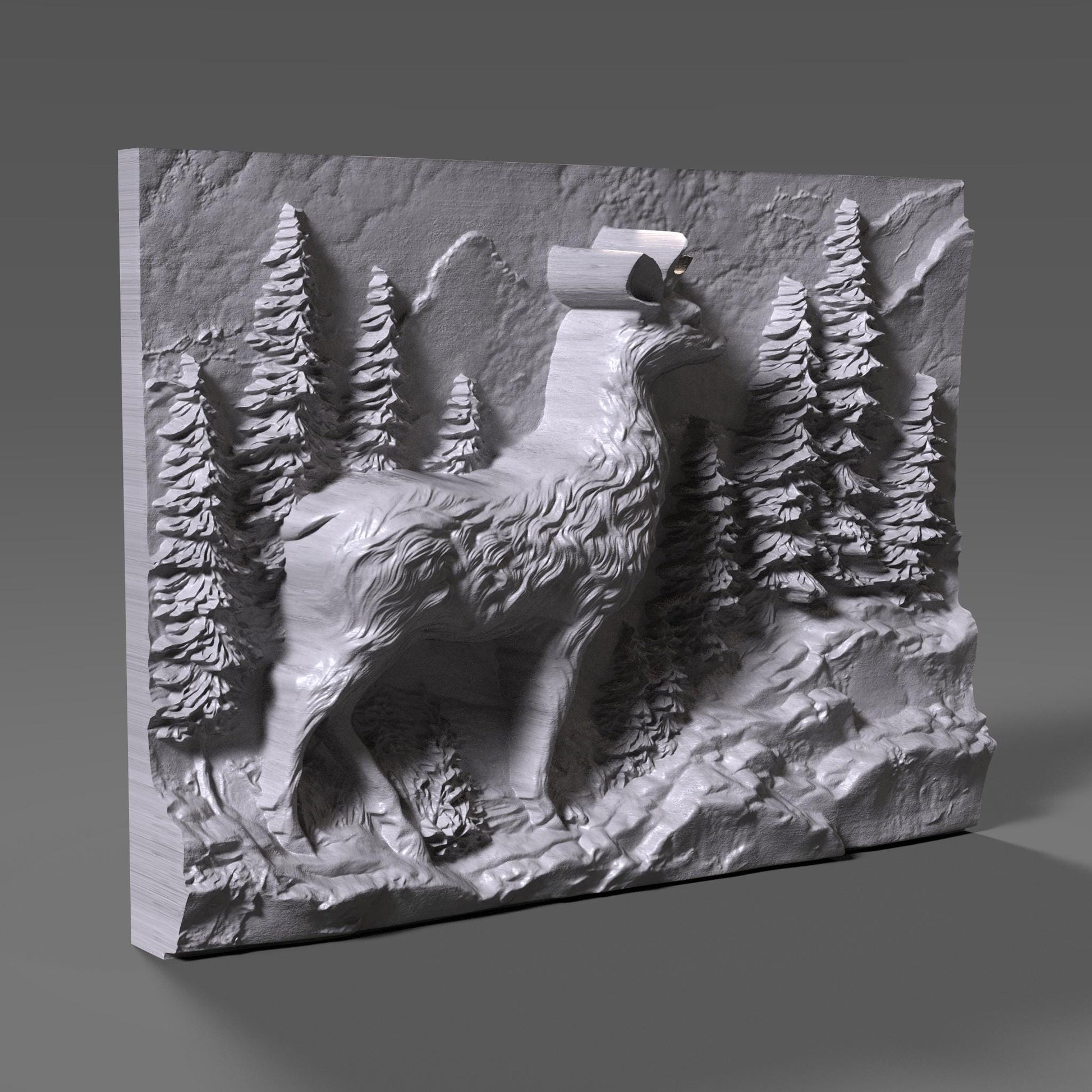 Majestic Deer 3D Carving: Rustic Cabin Wall Art (Digital Download STL File))