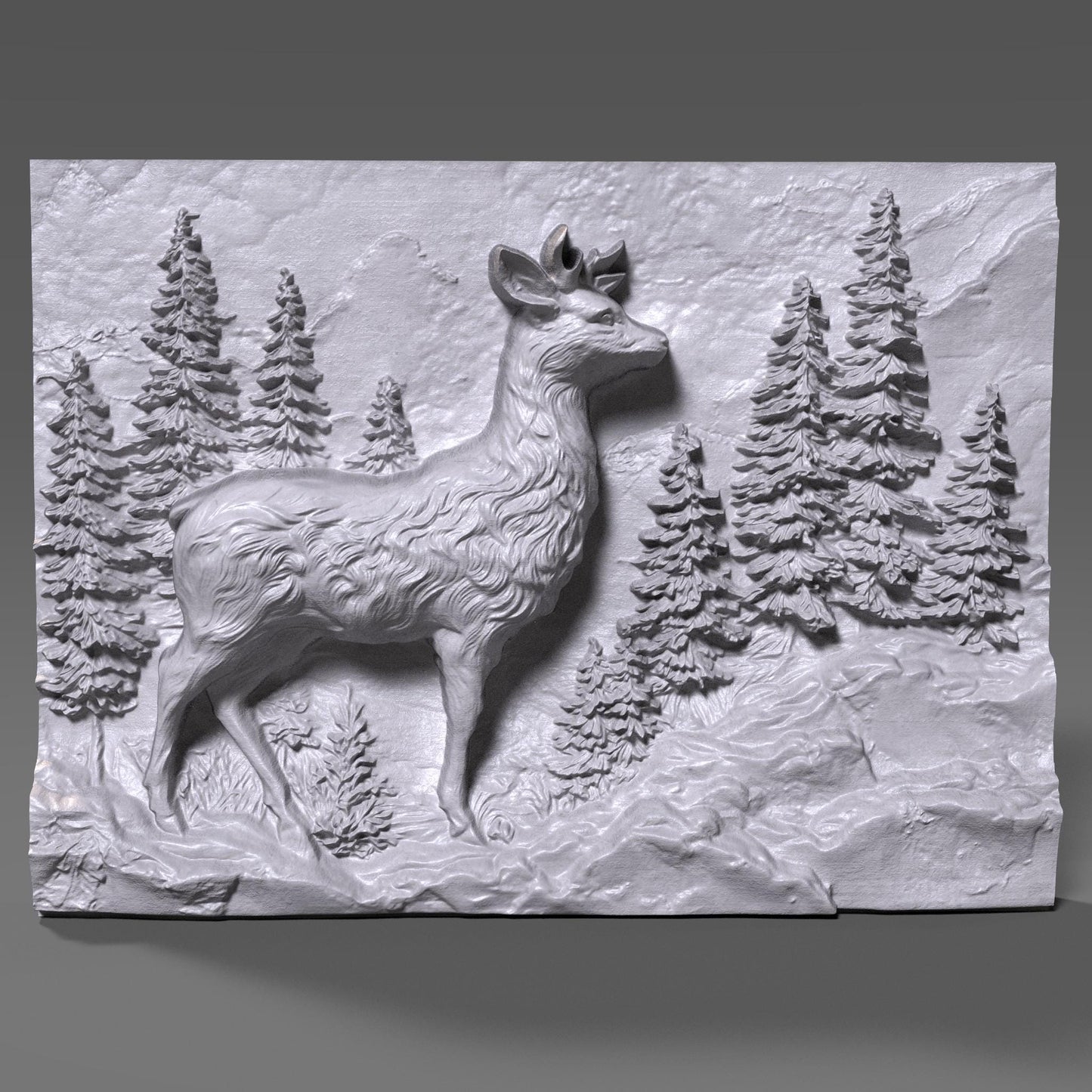 Majestic Deer 3D Carving: Rustic Cabin Wall Art (Digital Download STL File))