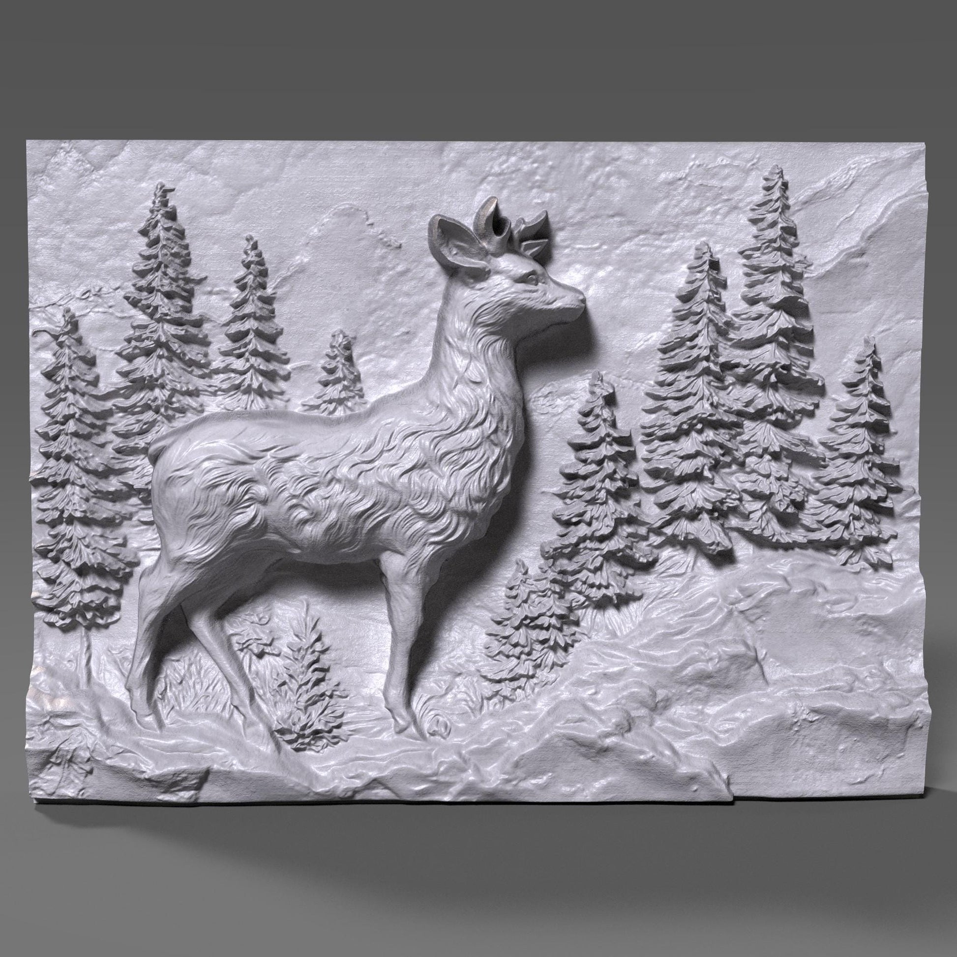 Majestic Deer 3D Carving: Rustic Cabin Wall Art (Digital Download STL File))