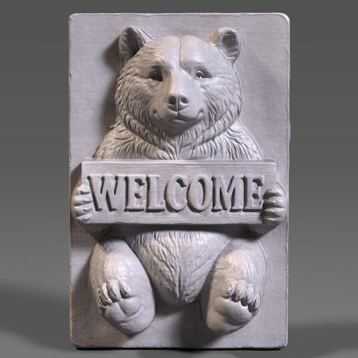 3D Carved Bear Welcome Sign: Rustic Cabin Decor (STL File + Depth Map Digital Download