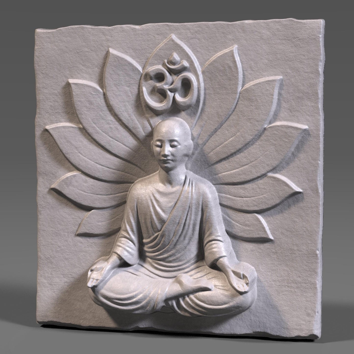 Meditating Buddha Wood Carving: Lotus & Om Symbol, CNC Relief (Digital Download