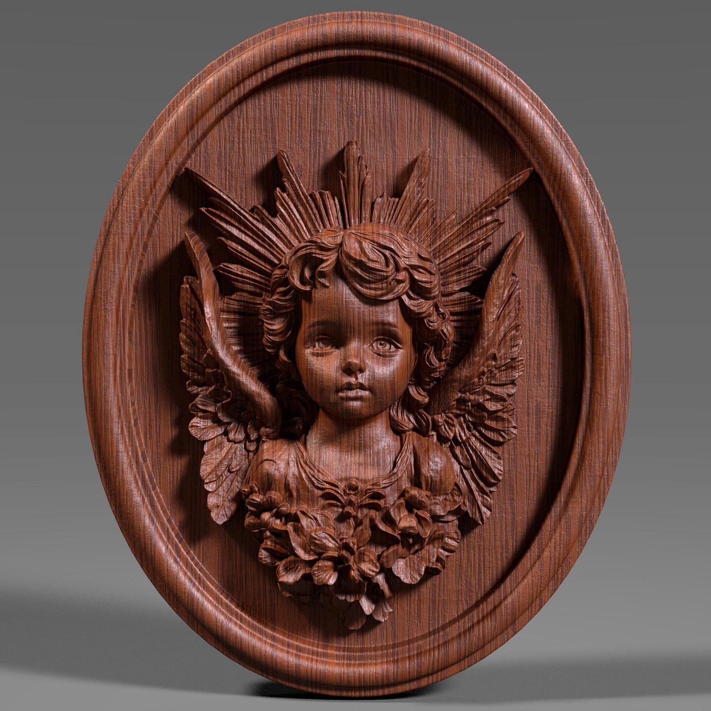 3D Baby Angel Relief: CNC Laser Engraving STL File (Digital Download