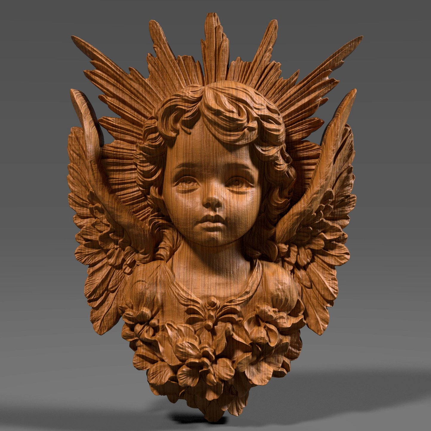 3D Cherub Angel Relief: CNC Ready STL File (Digital Download