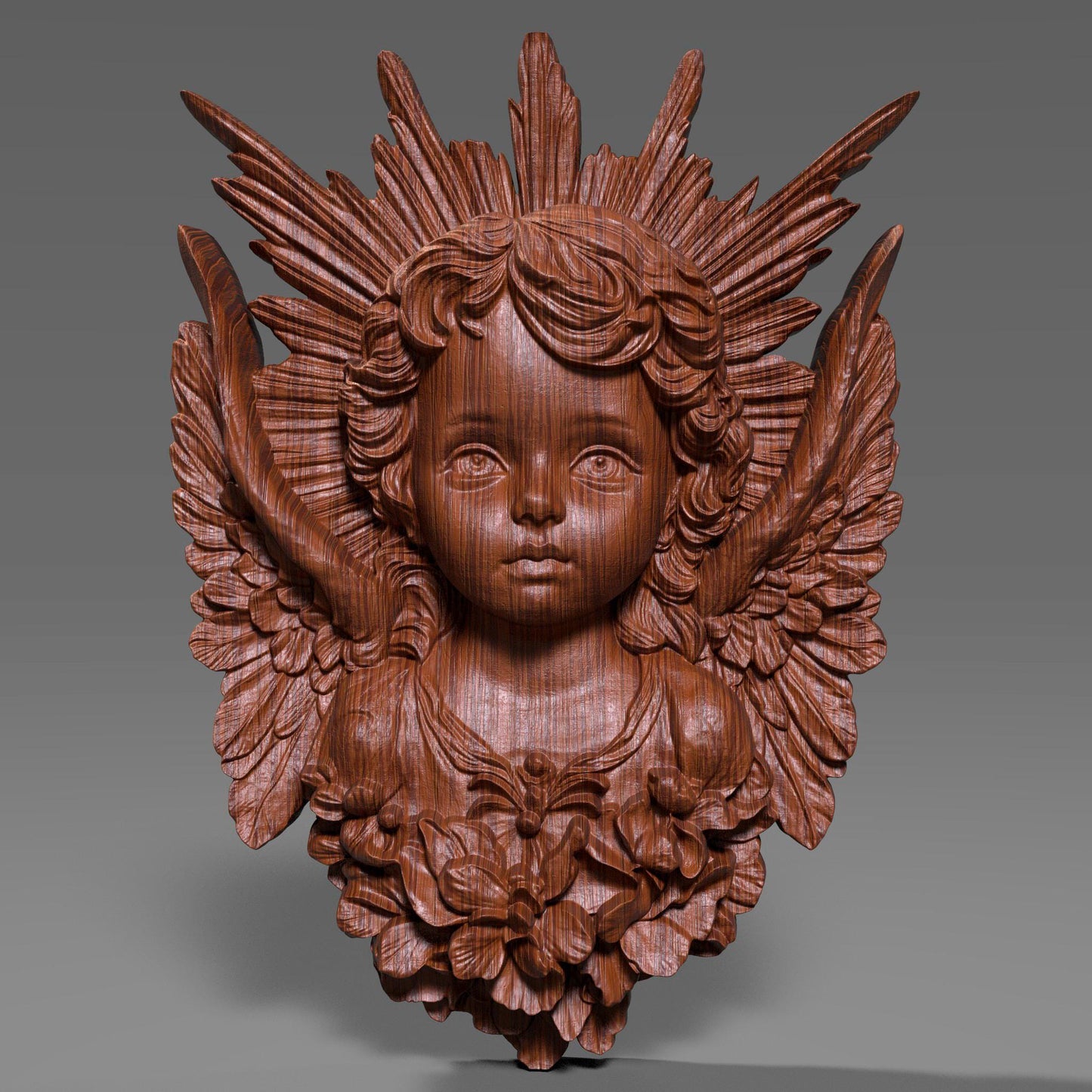 3D Cherub Angel Relief: CNC Ready STL File (Digital Download