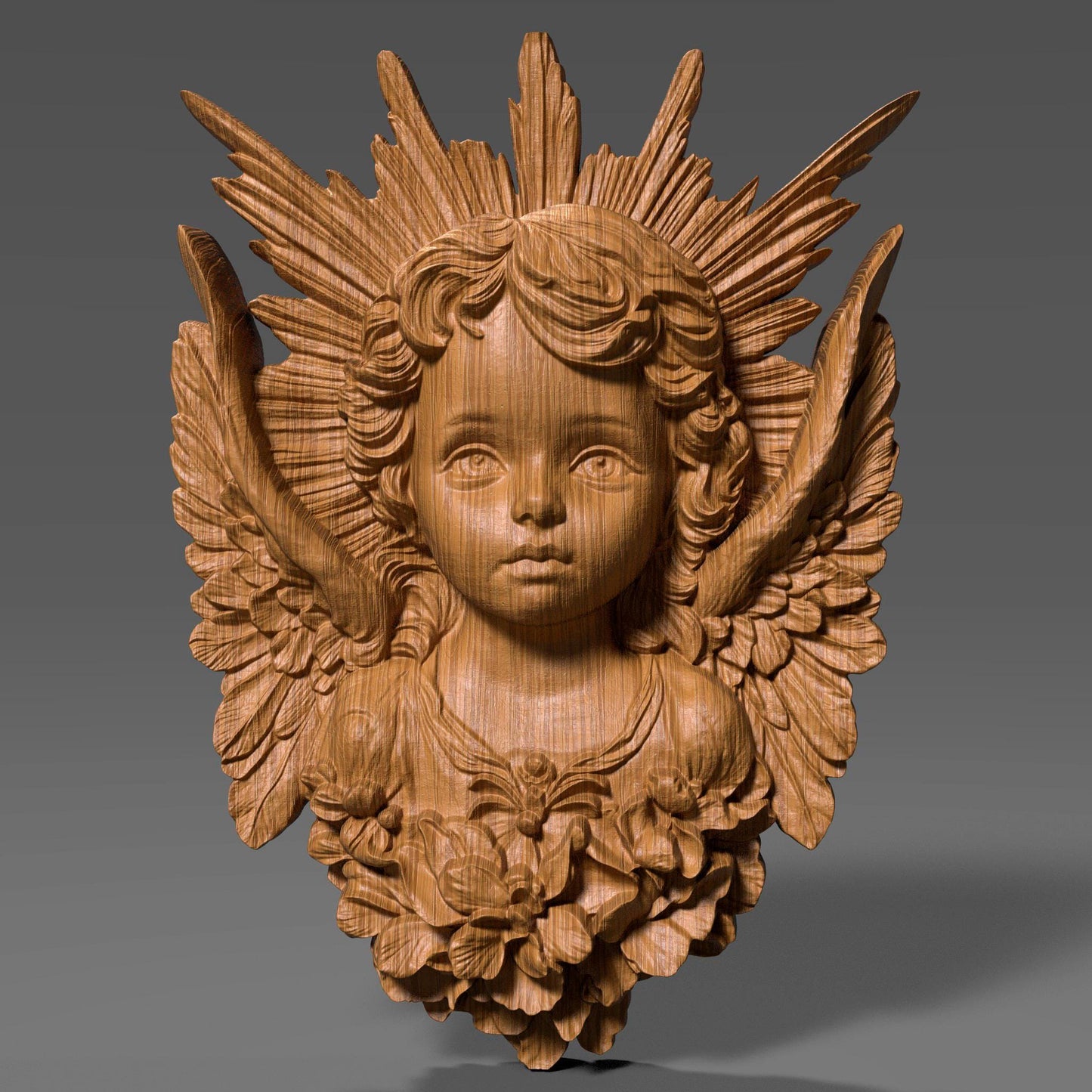 3D Cherub Angel Relief: CNC Ready STL File (Digital Download