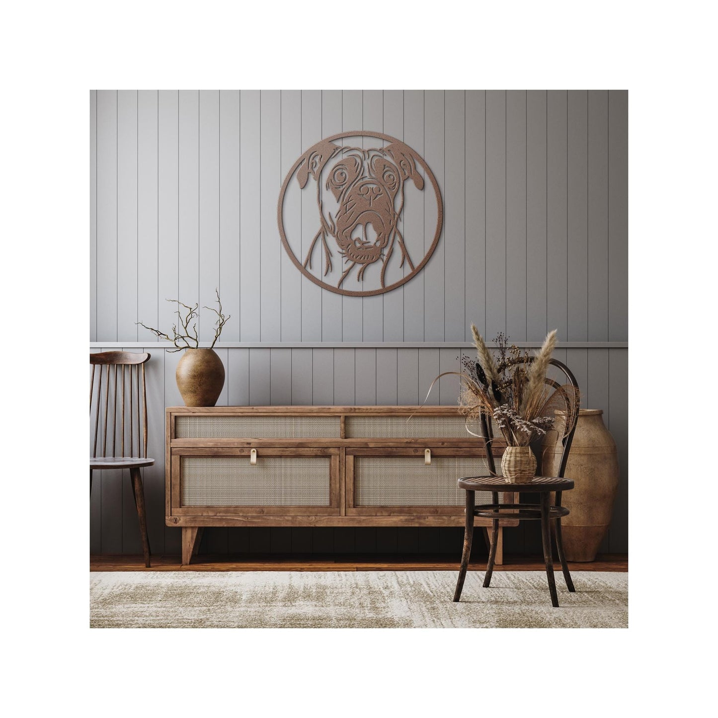 Pug Metal Wall Art: Die-Cut Steel Dog Silhouette Sign