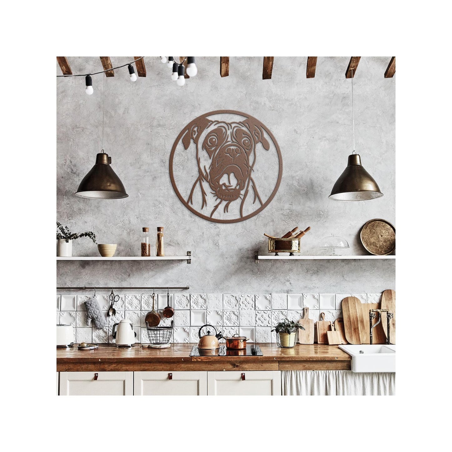 Pug Metal Wall Art: Die-Cut Steel Dog Silhouette Sign