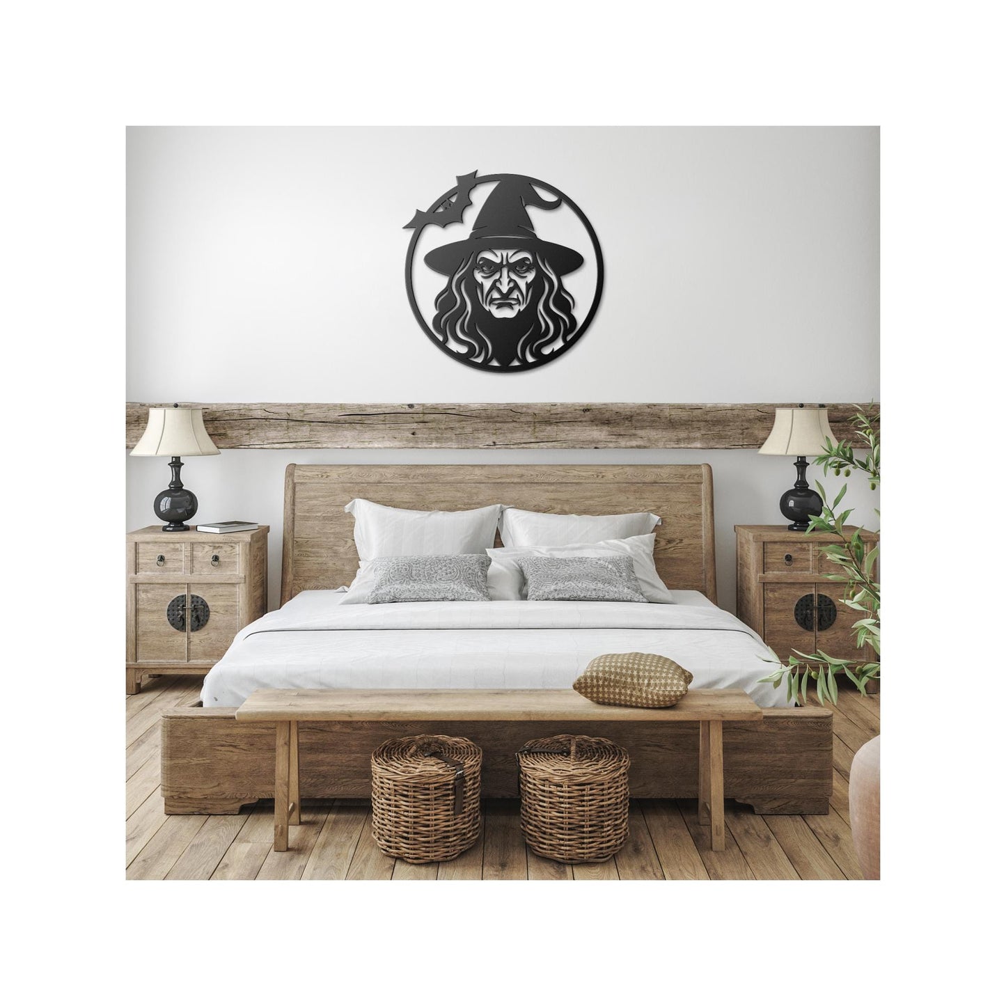 Witch Silhouette Metal Wall Art: Halloween Gothic Home Decor